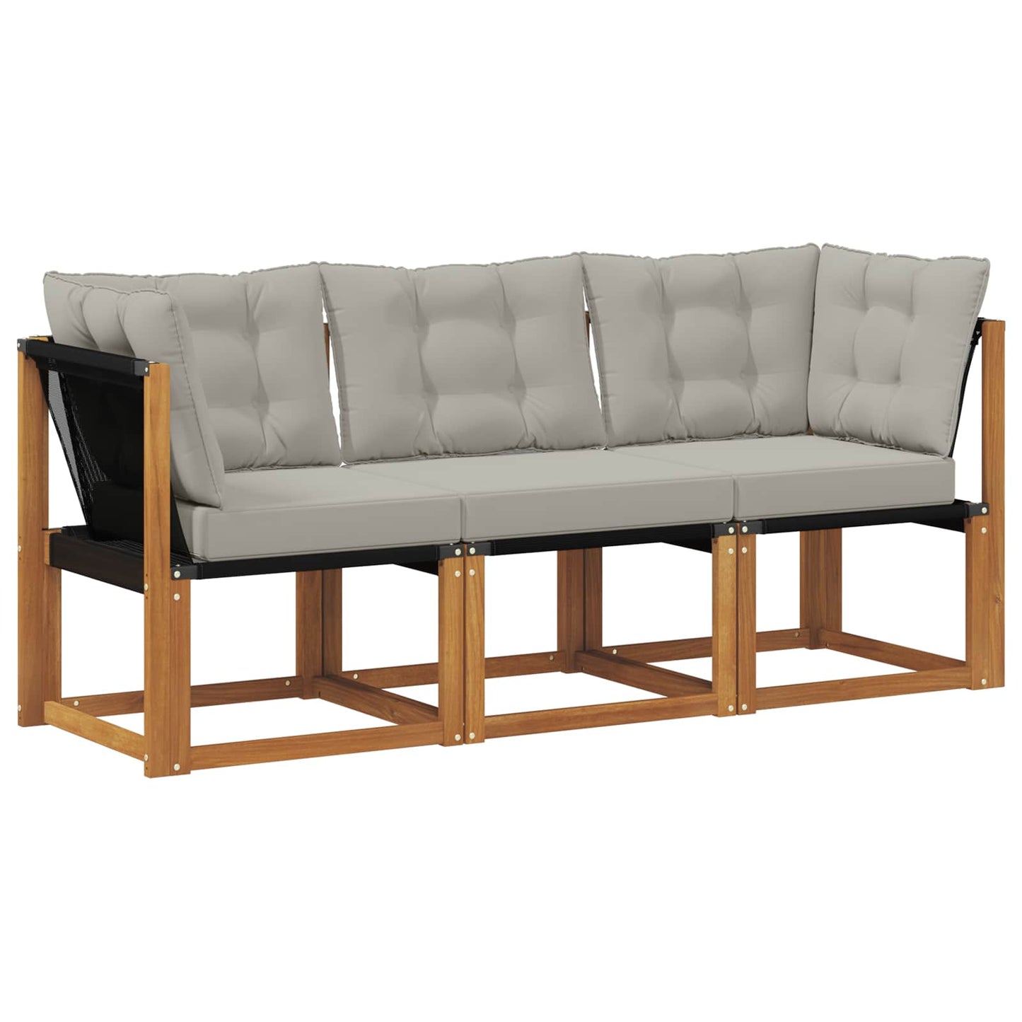 Outdoor Mittel- und Ecksofa mit Kissen 3 Stück Natur