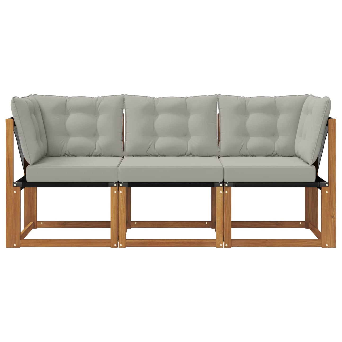 Outdoor Mittel- und Ecksofa mit Kissen 3 Stück Natur