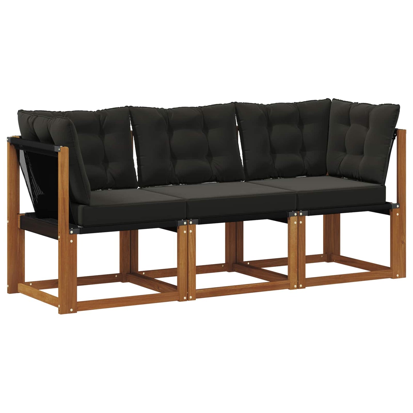 Outdoor Mittel- und Ecksofa mit Kissen 3 Stück Natur