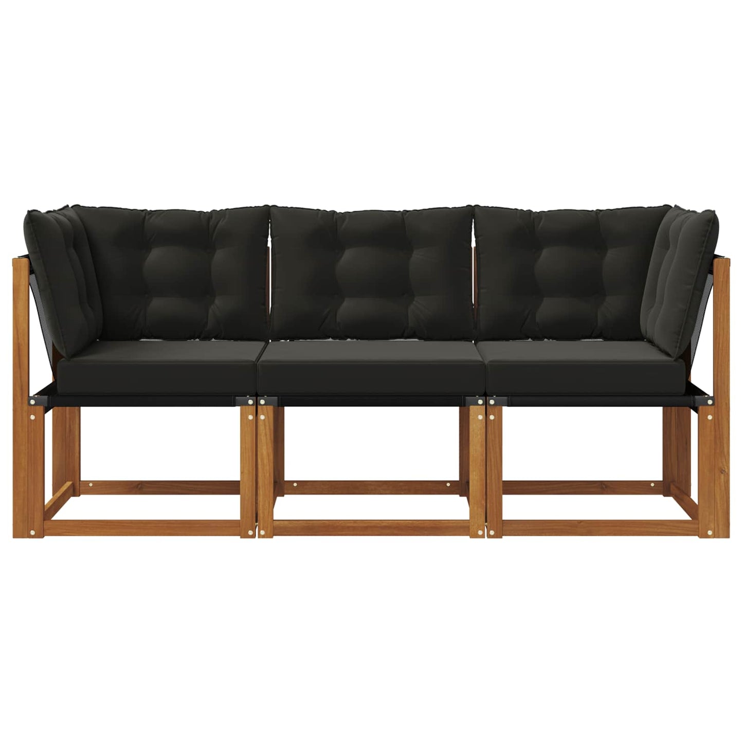 Outdoor Mittel- und Ecksofa mit Kissen 3 Stück Natur