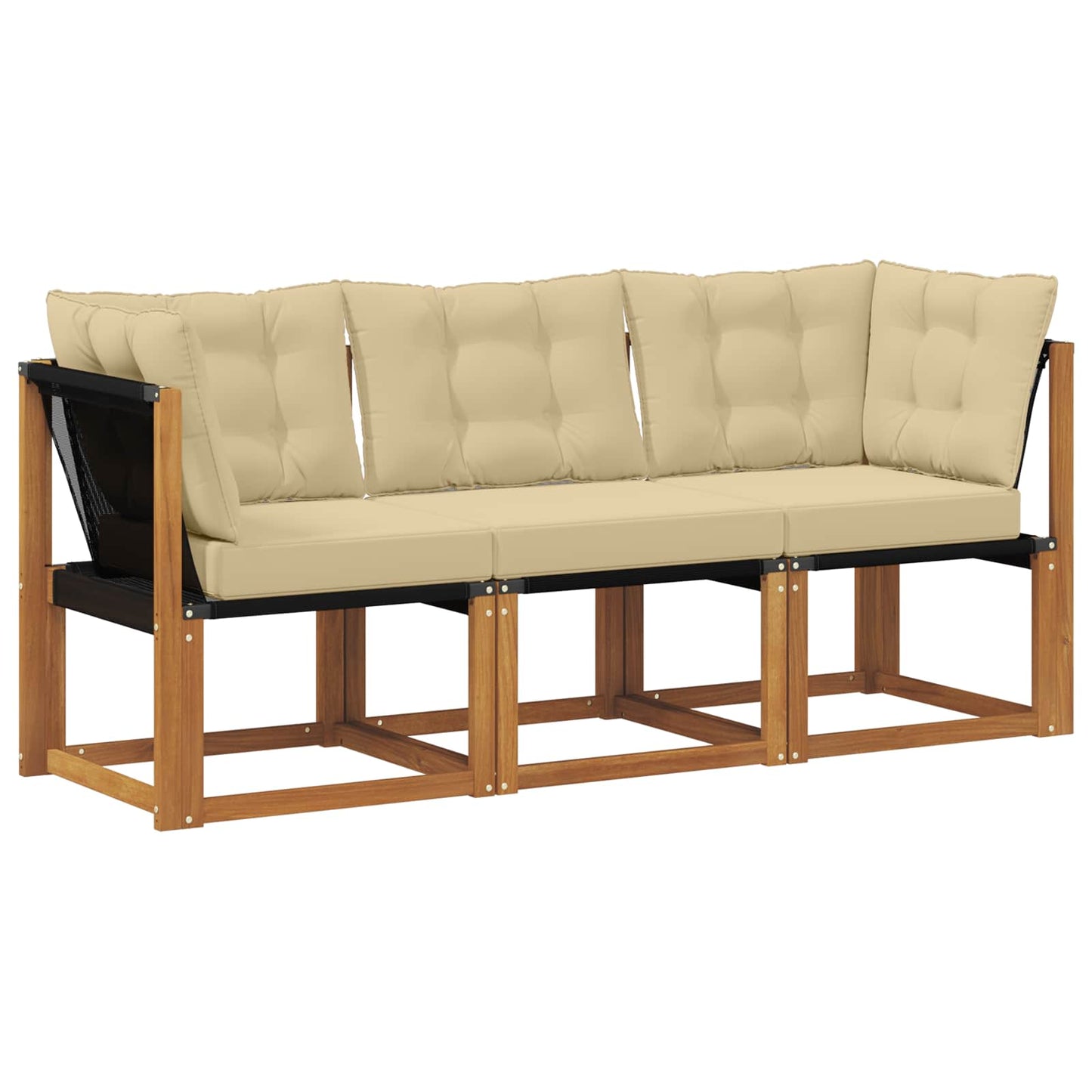 Outdoor Mittel- und Ecksofa mit Kissen 3 Stück Natur