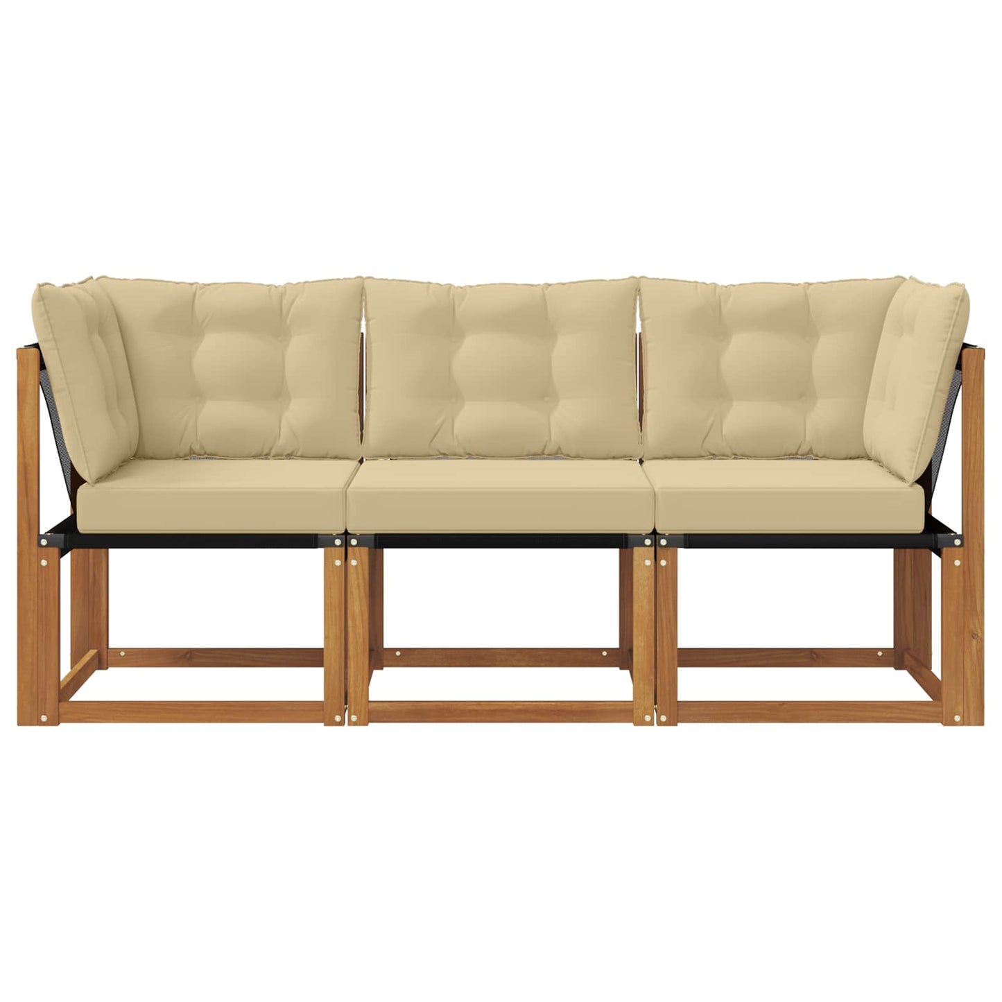 Outdoor Mittel- und Ecksofa mit Kissen 3 Stück Natur