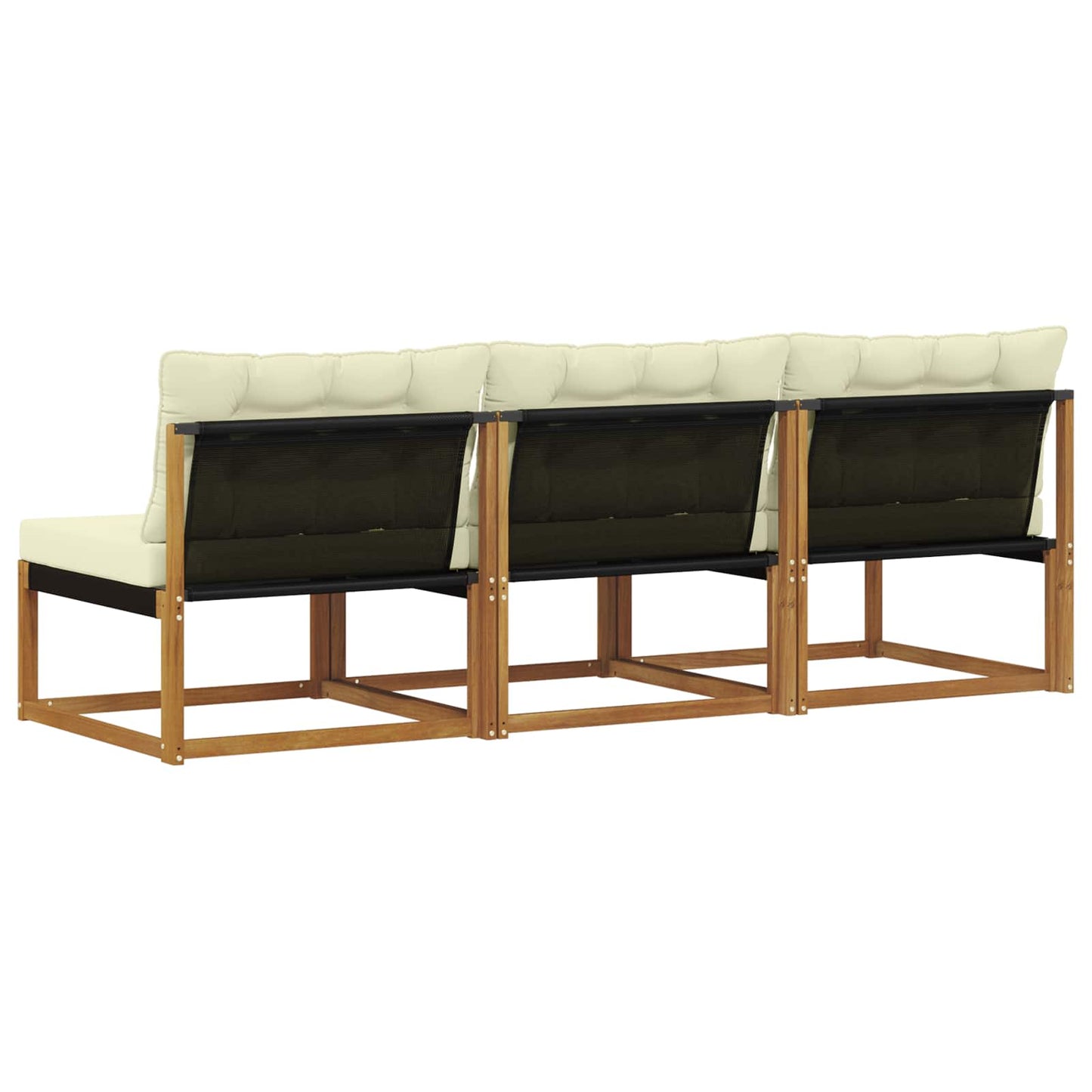 3 Stück Outdoor Mittelsofa Massives Akazienholz und Textilene