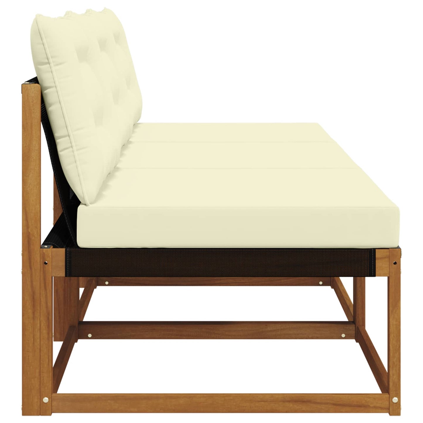3 Stück Outdoor Mittelsofa Massives Akazienholz und Textilene