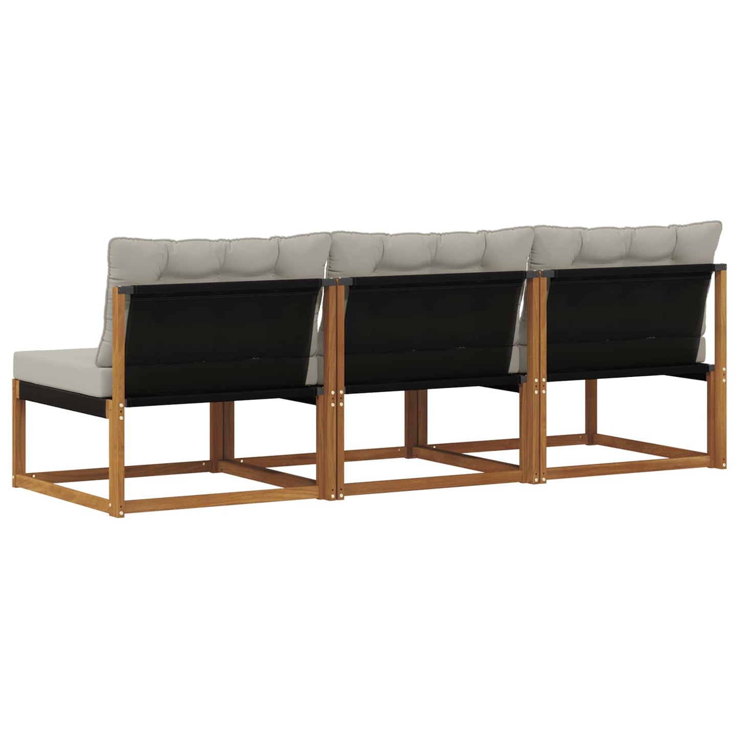 3 Stück Outdoor Mittelsofa Massives Akazienholz und Textilene