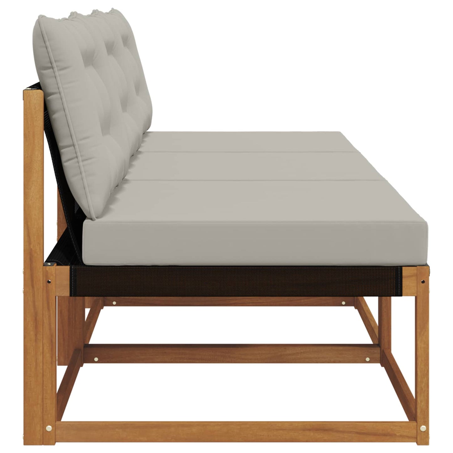 3 Stück Outdoor Mittelsofa Massives Akazienholz und Textilene