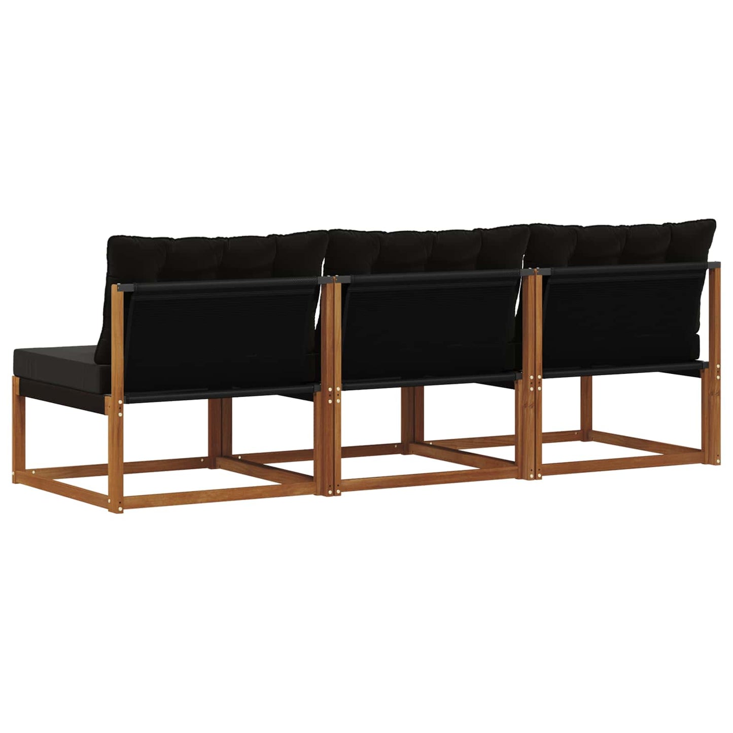 3 Stück Outdoor Mittelsofa Massives Akazienholz und Textilene