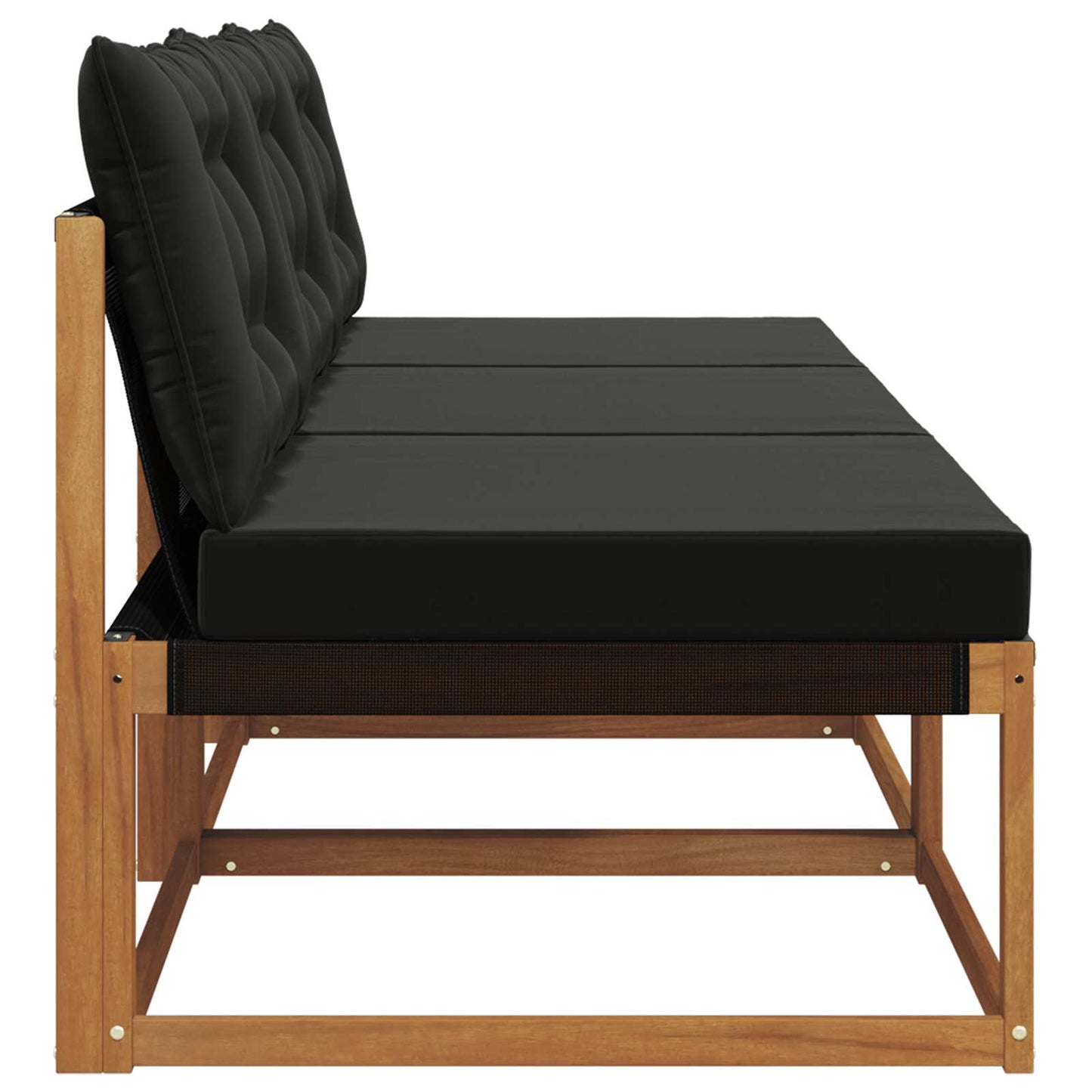 3 Stück Outdoor Mittelsofa Massives Akazienholz und Textilene