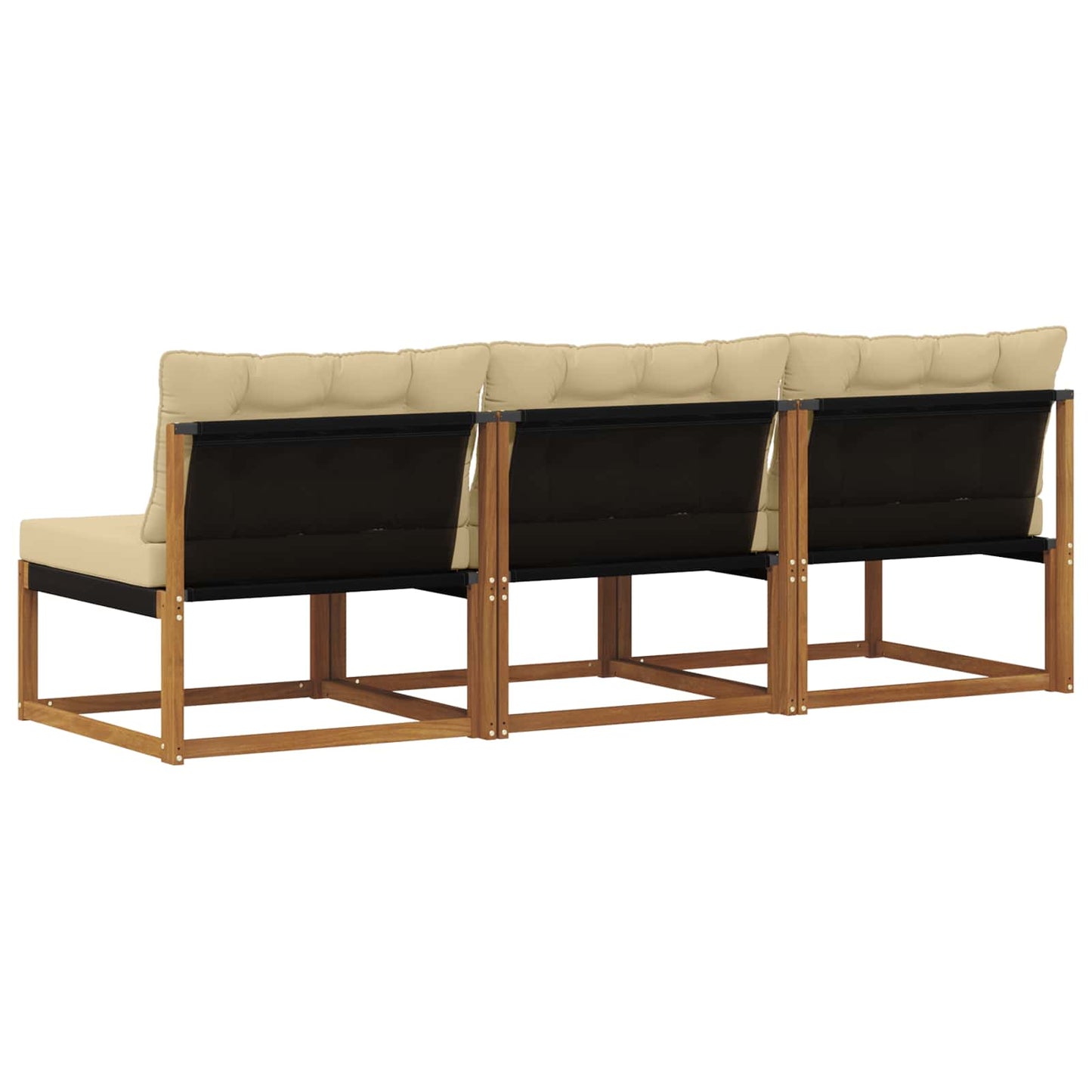 3 Stück Outdoor Mittelsofa Massives Akazienholz und Textilene