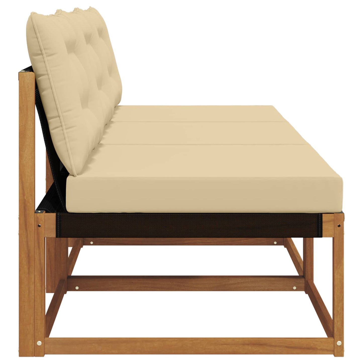 3 Stück Outdoor Mittelsofa Massives Akazienholz und Textilene