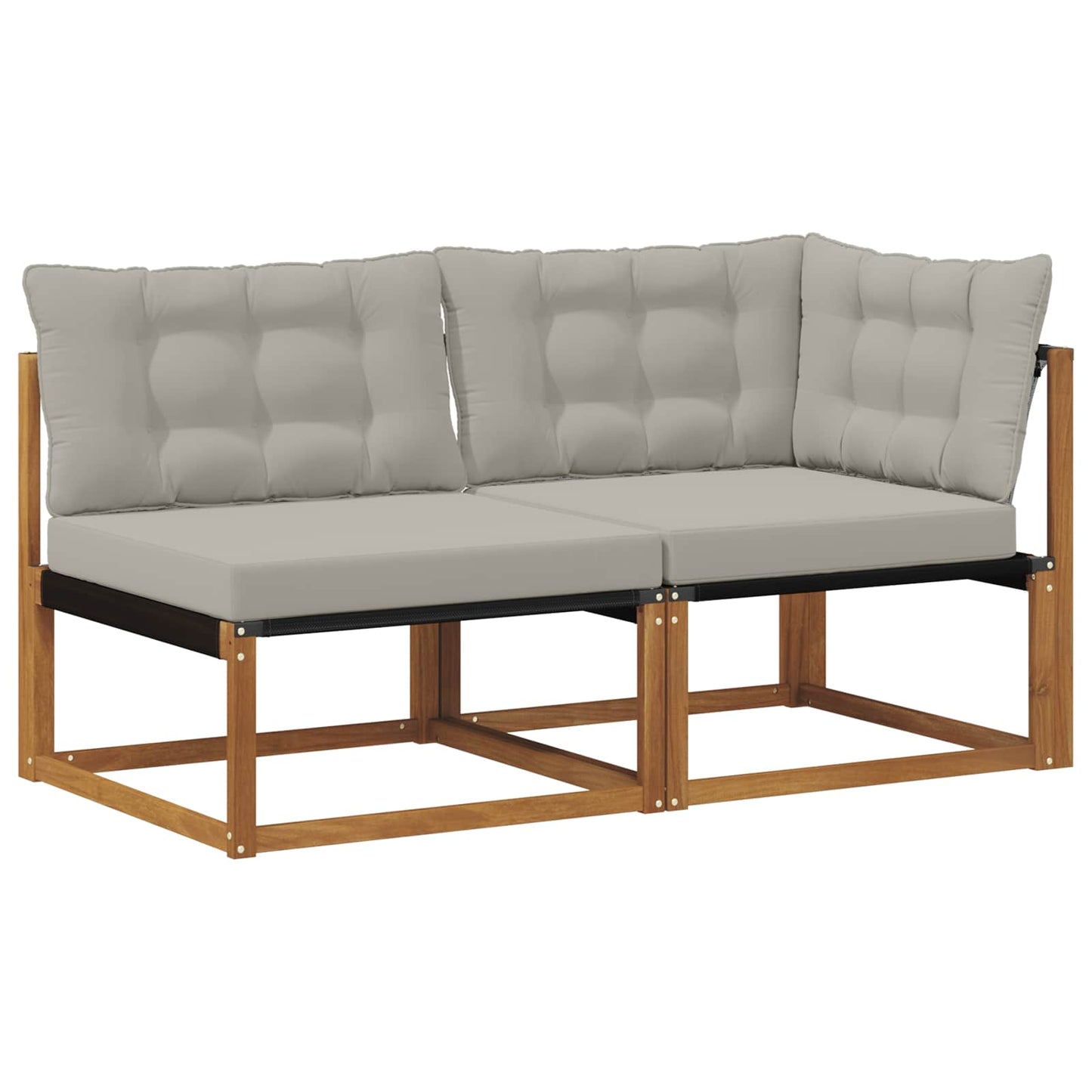 Outdoor Mittel- und Ecksofa mit Kissen 2 Stück Natur