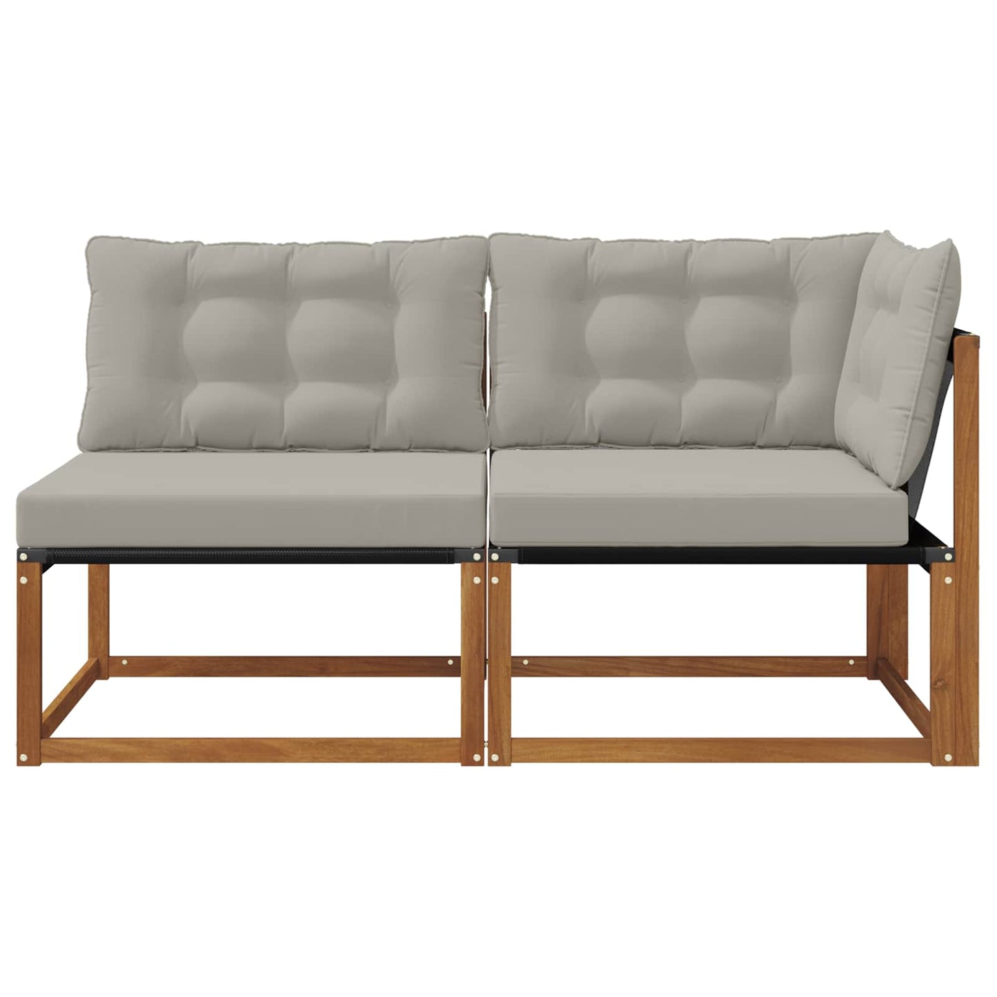 Outdoor Mittel- und Ecksofa mit Kissen 2 Stück Natur