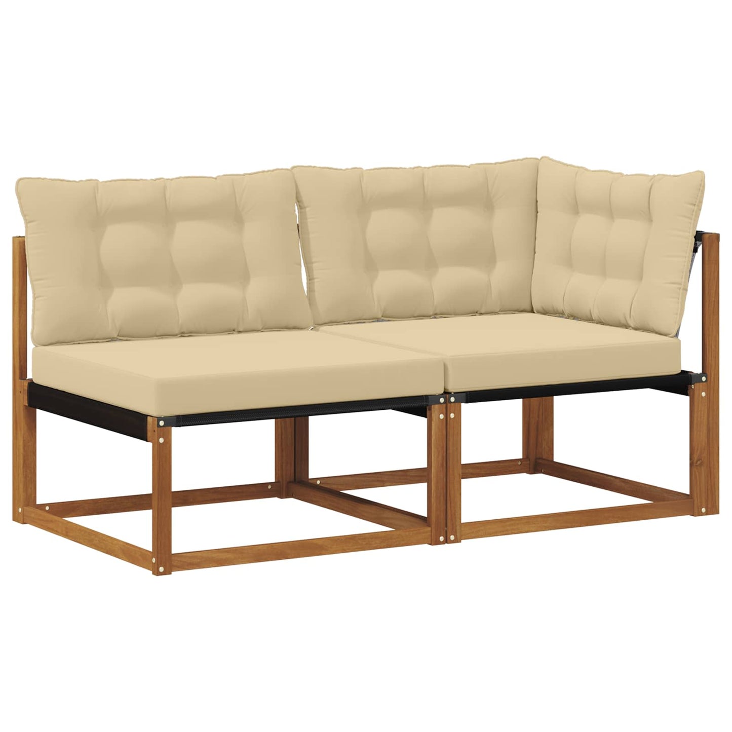 Outdoor Mittel- und Ecksofa mit Kissen 7 Stück Natur