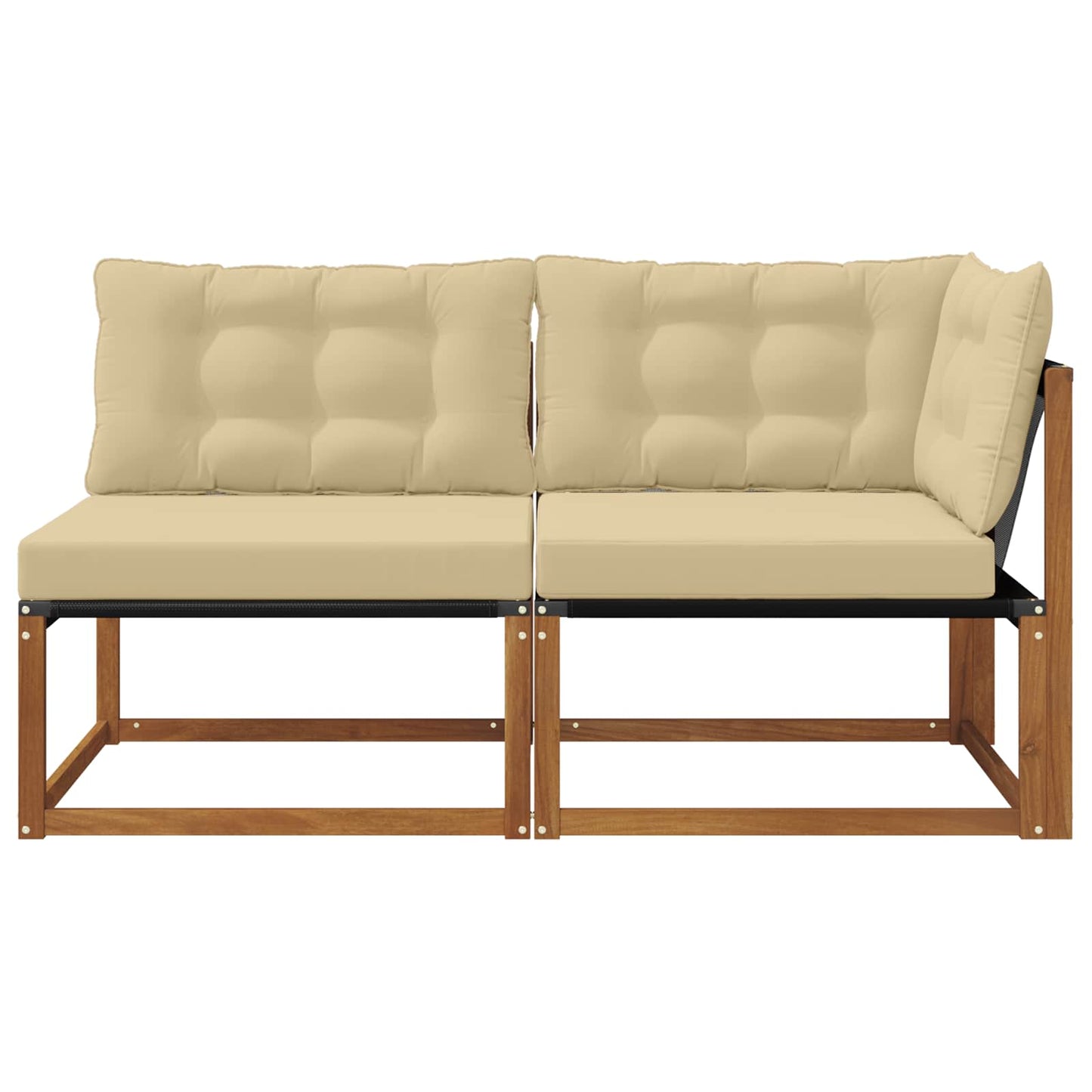 Outdoor Mittel- und Ecksofa mit Kissen 7 Stück Natur
