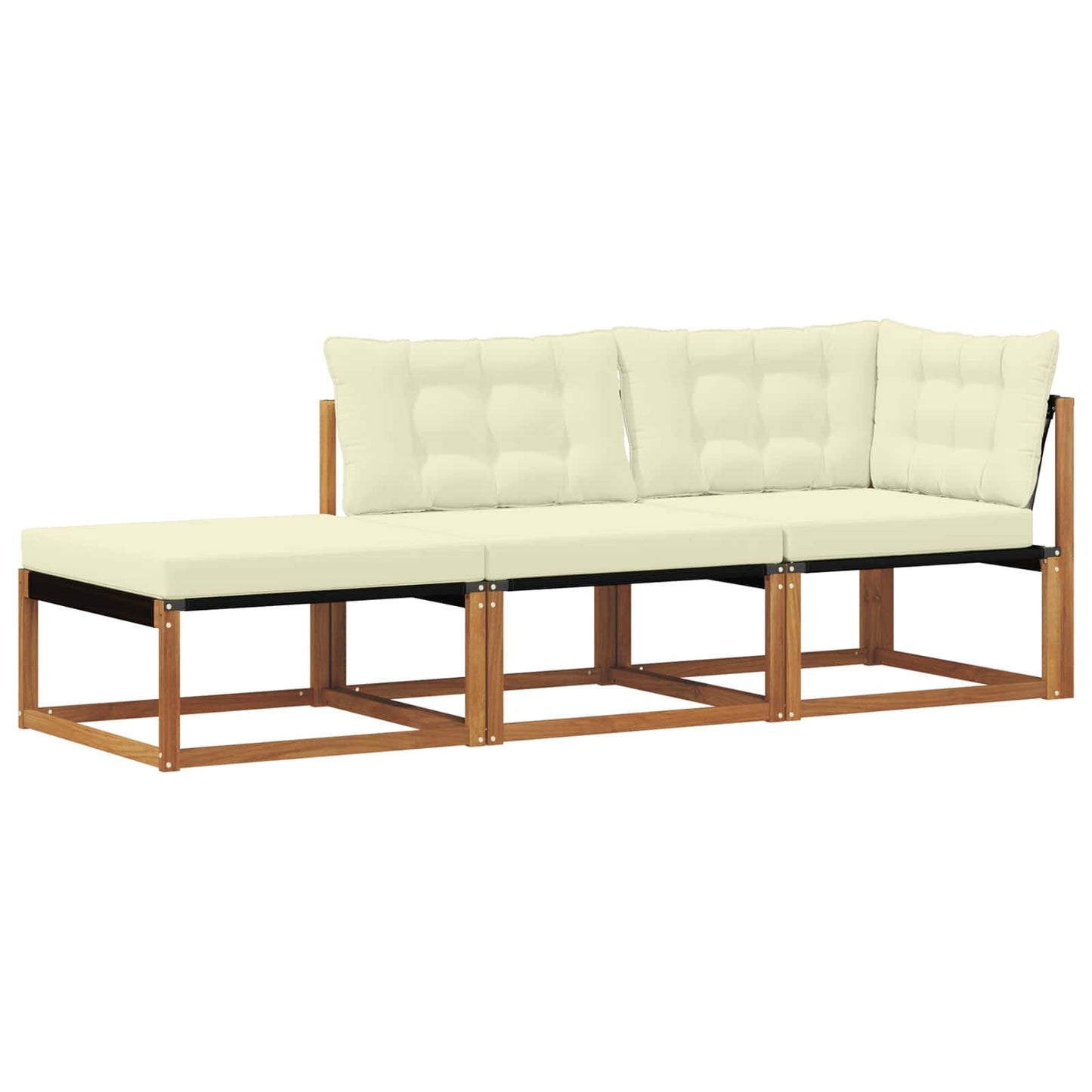 Ecksofa-Einheiten für draußen mit Kissen 3 Stück Natur