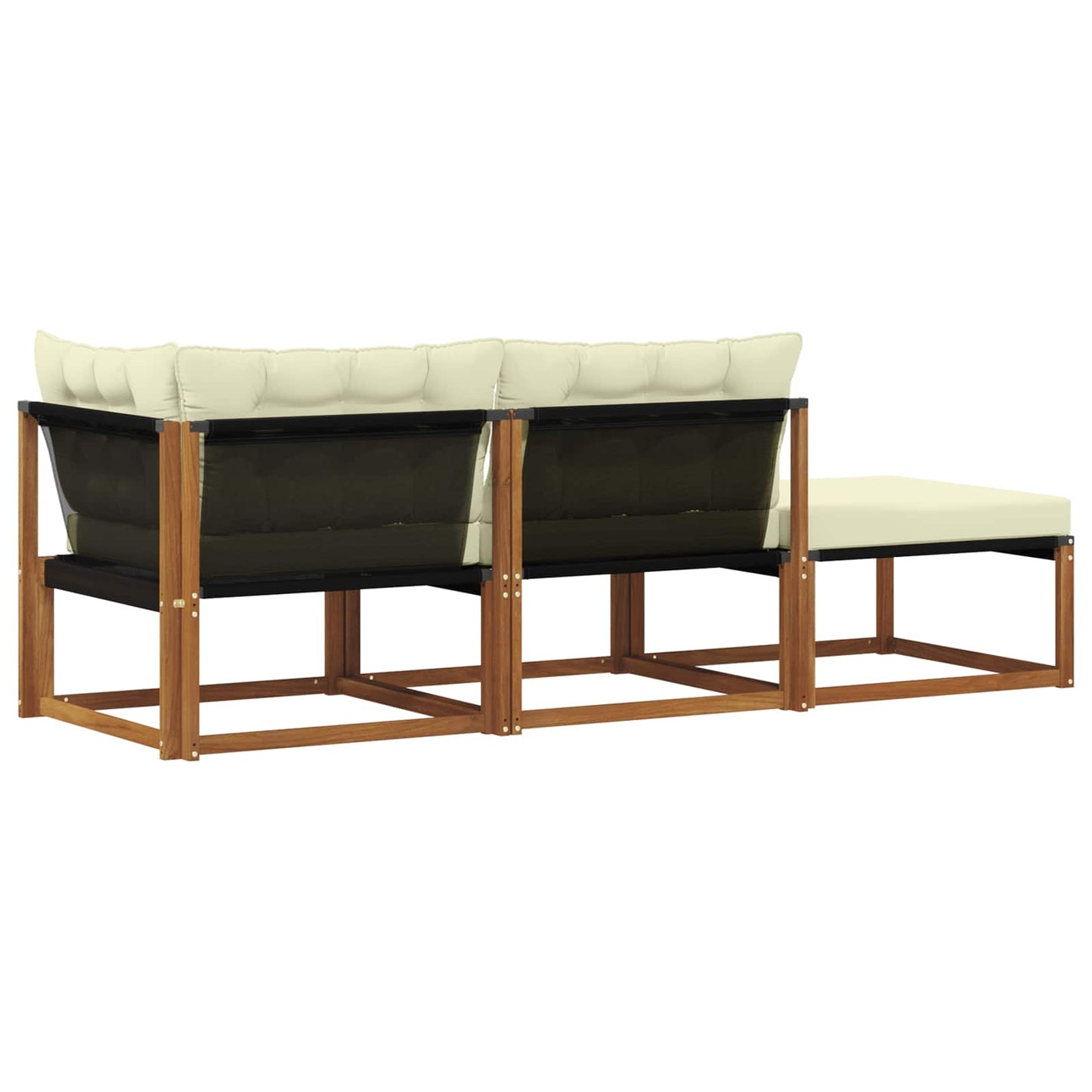 Ecksofa-Einheiten für draußen mit Kissen 3 Stück Natur