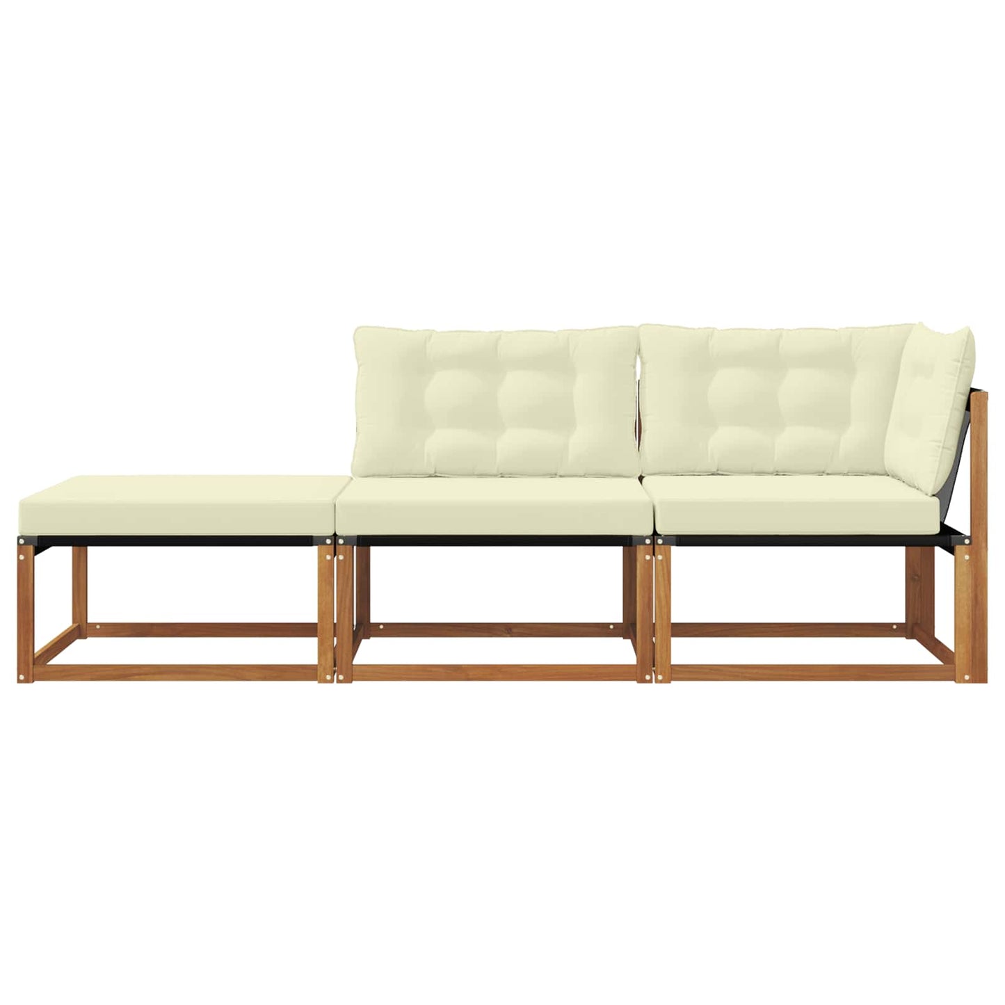 Ecksofa-Einheiten für draußen mit Kissen 3 Stück Natur