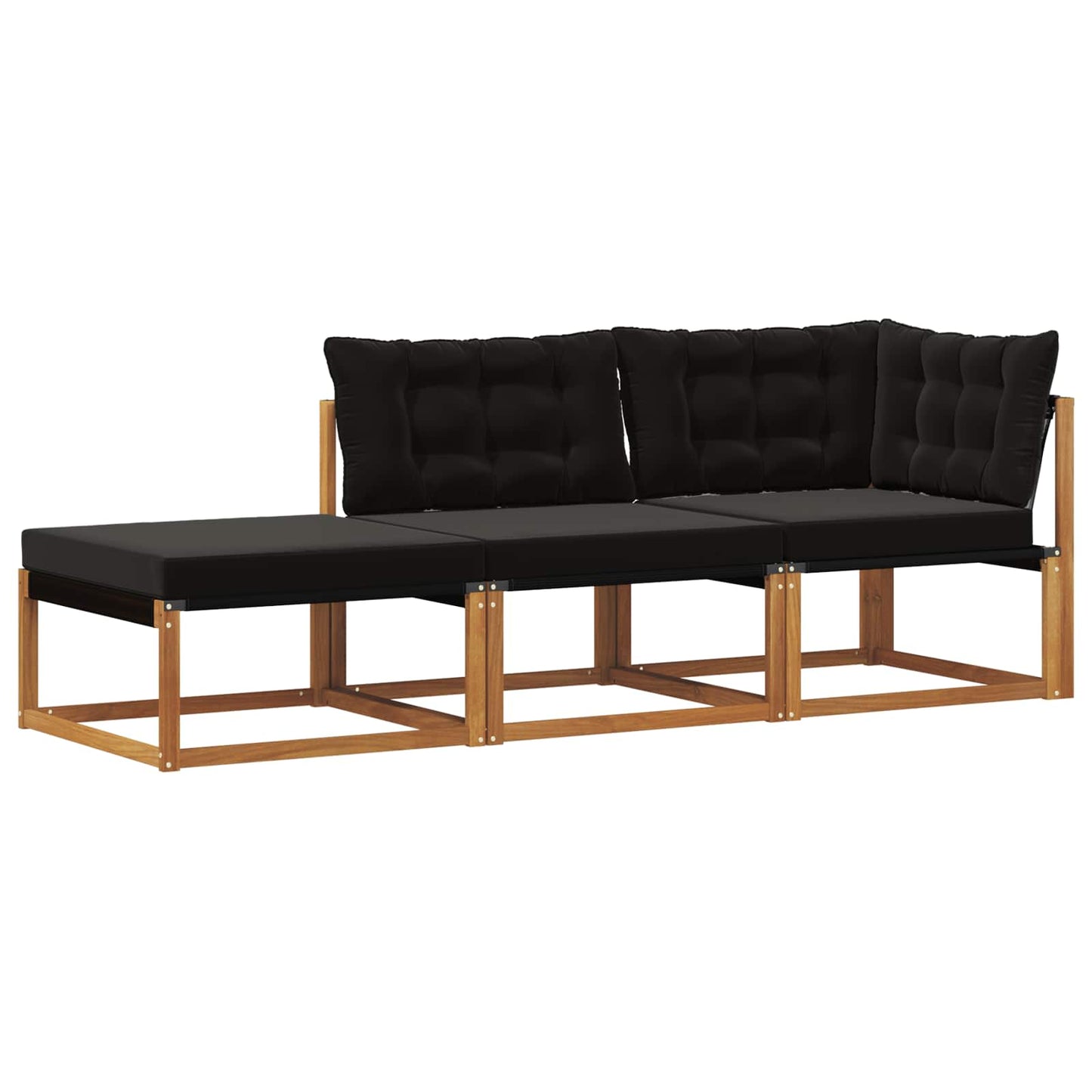 Ecksofa-Einheiten für draußen mit Kissen 3 Stück Natur