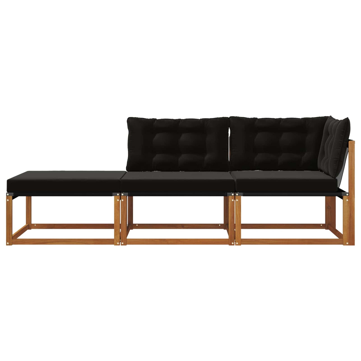 Ecksofa-Einheiten für draußen mit Kissen 3 Stück Natur
