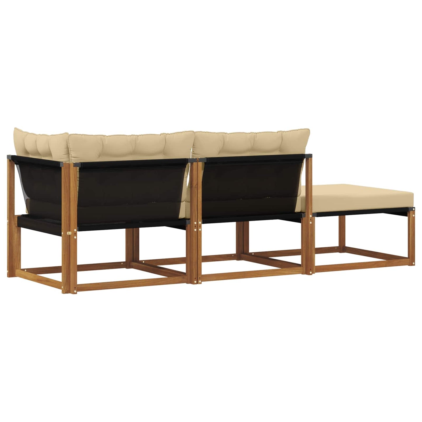 Ecksofa-Einheiten für draußen mit Kissen 3 Stück Natur