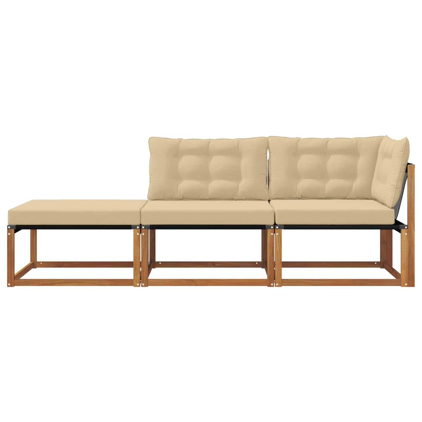 Ecksofa-Einheiten für draußen mit Kissen 3 Stück Natur