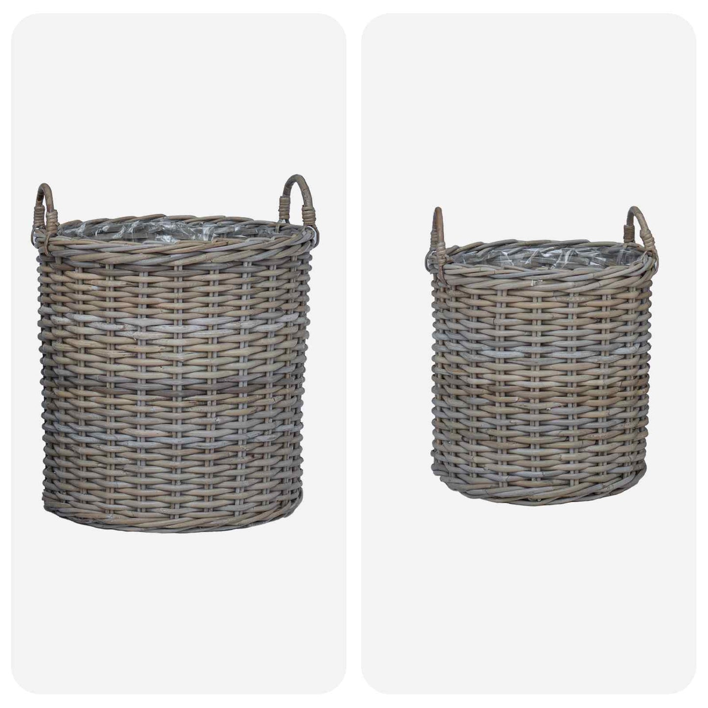 Blumentopf Körbchen mit Speicher 2 pcs Grau Lacak Rattan