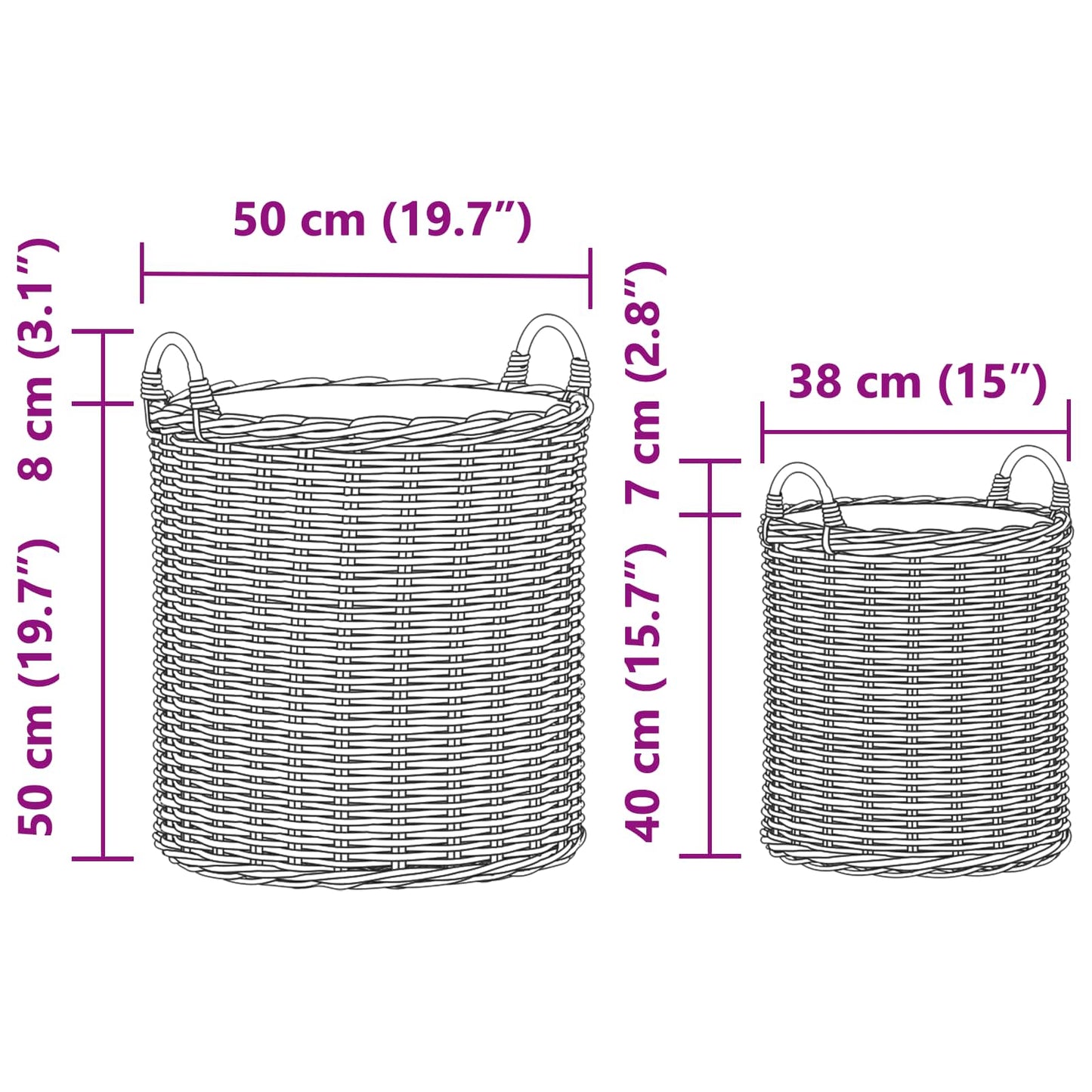 Blumentopf Körbchen mit Speicher 2 pcs Grau Lacak Rattan