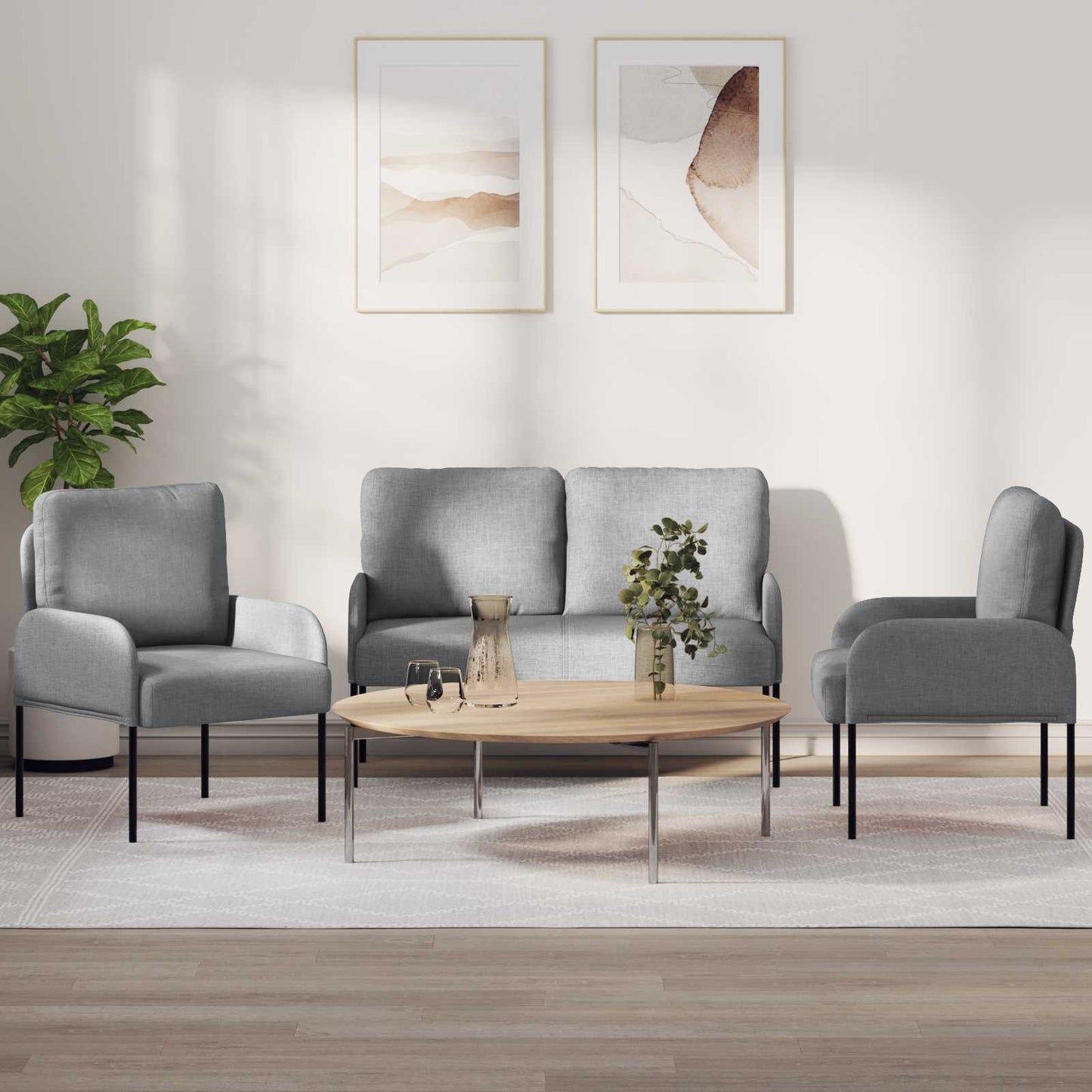 Sofagarnituren 3 pcs Hellgrau 115 x 56 x 80 cm Sperrholz