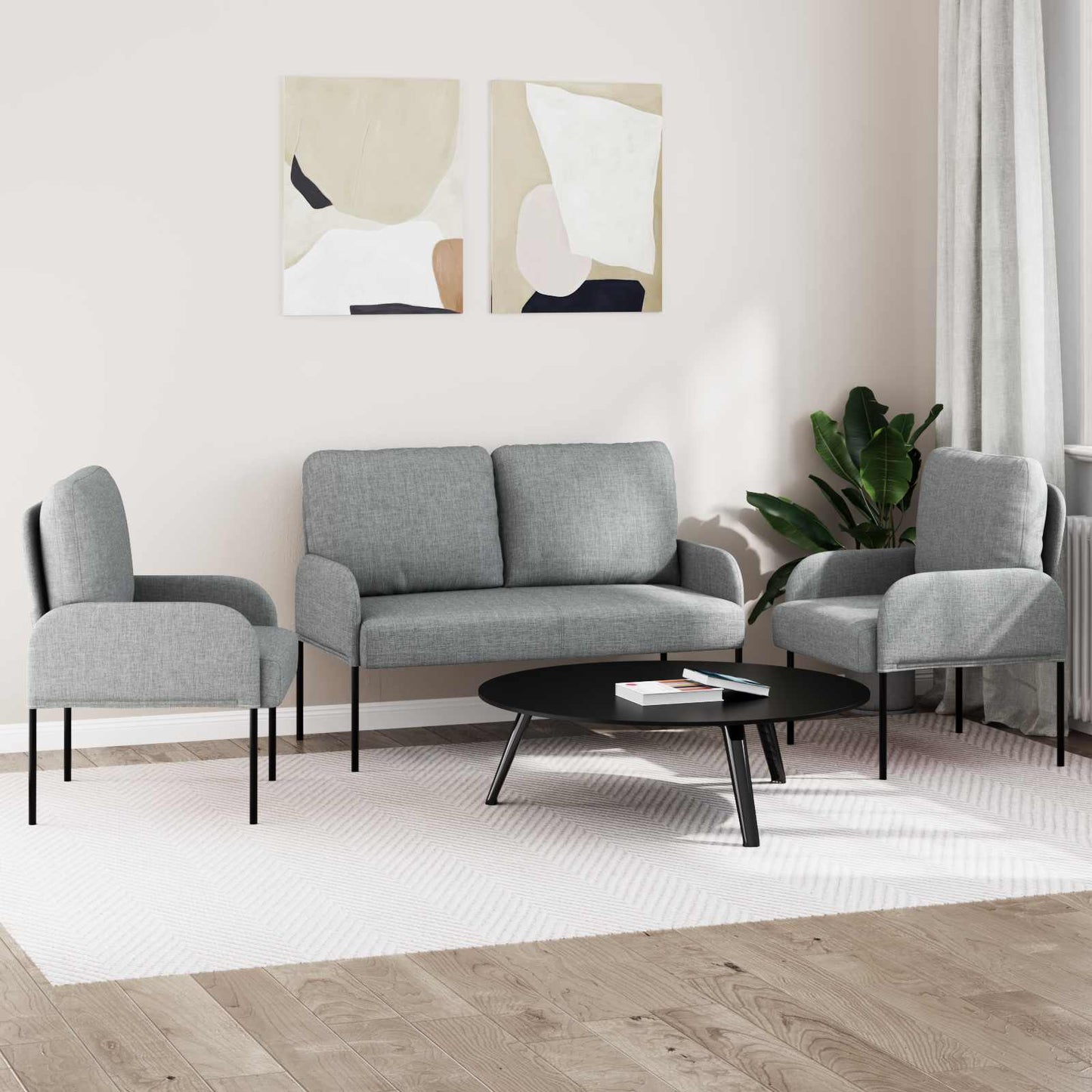 Sofagarnituren 3 pcs Hellgrau 115 x 56 x 80 cm Sperrholz