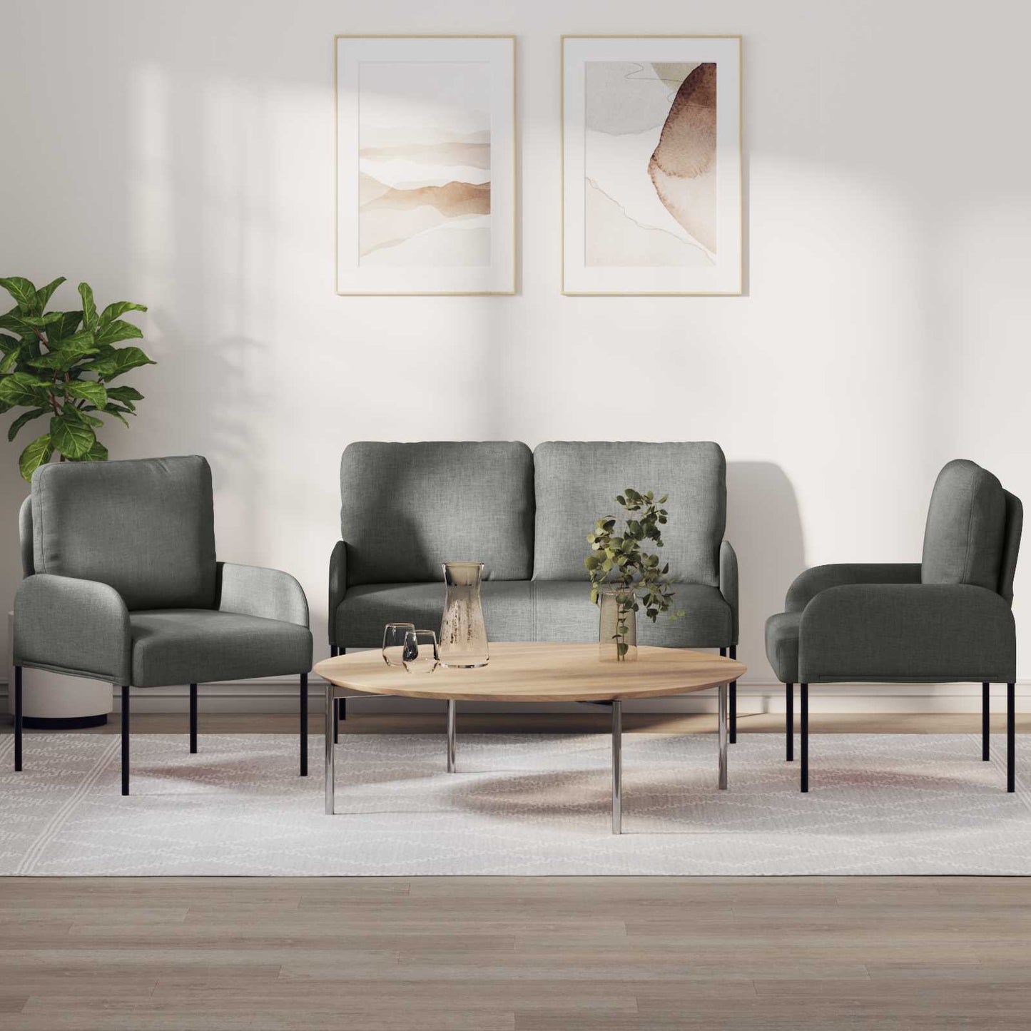 Sofagarnituren 3 pcs Dunkelgrau 115 x 56 x 80 cm Sperrholz