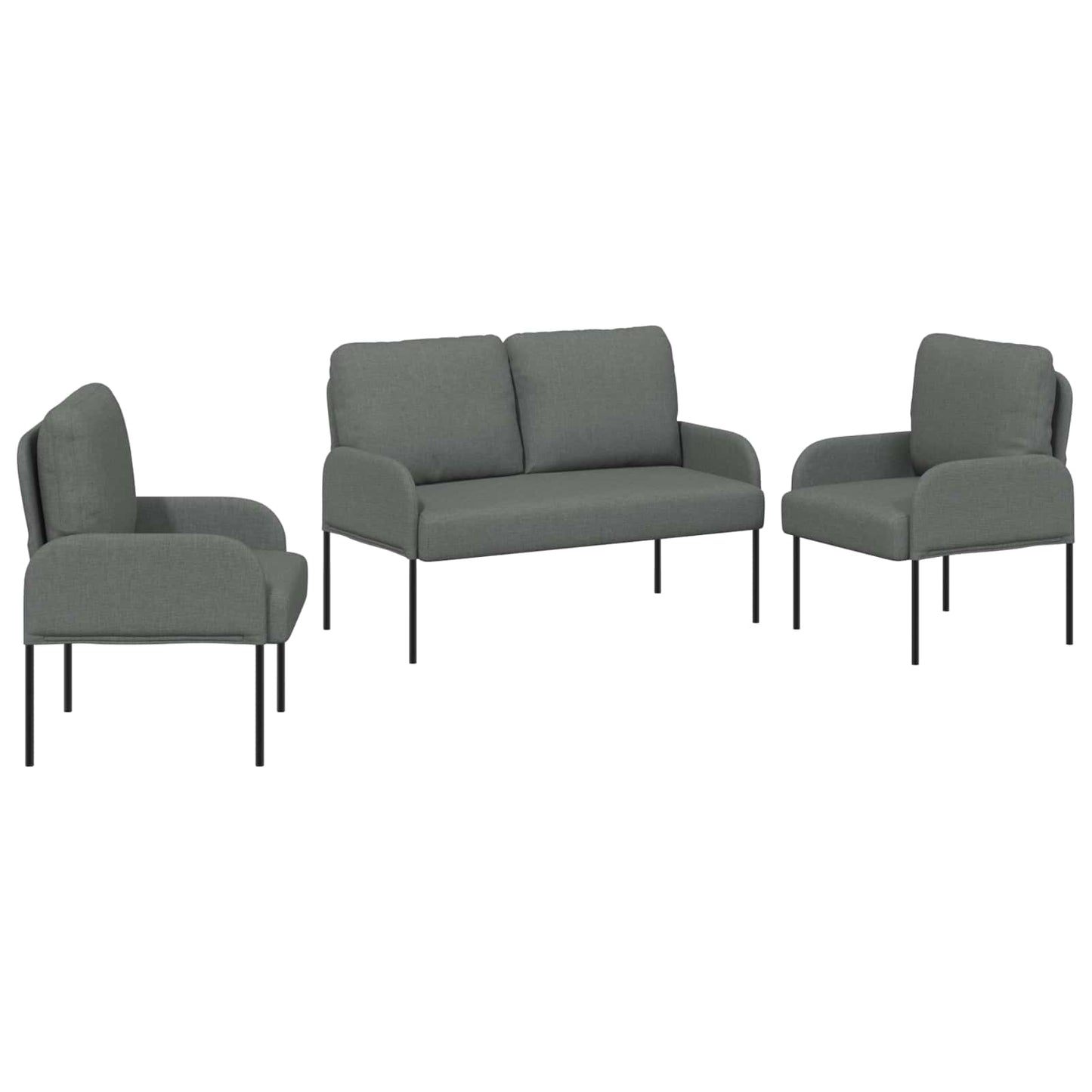 Sofagarnituren 3 pcs Dunkelgrau 115 x 56 x 80 cm Sperrholz