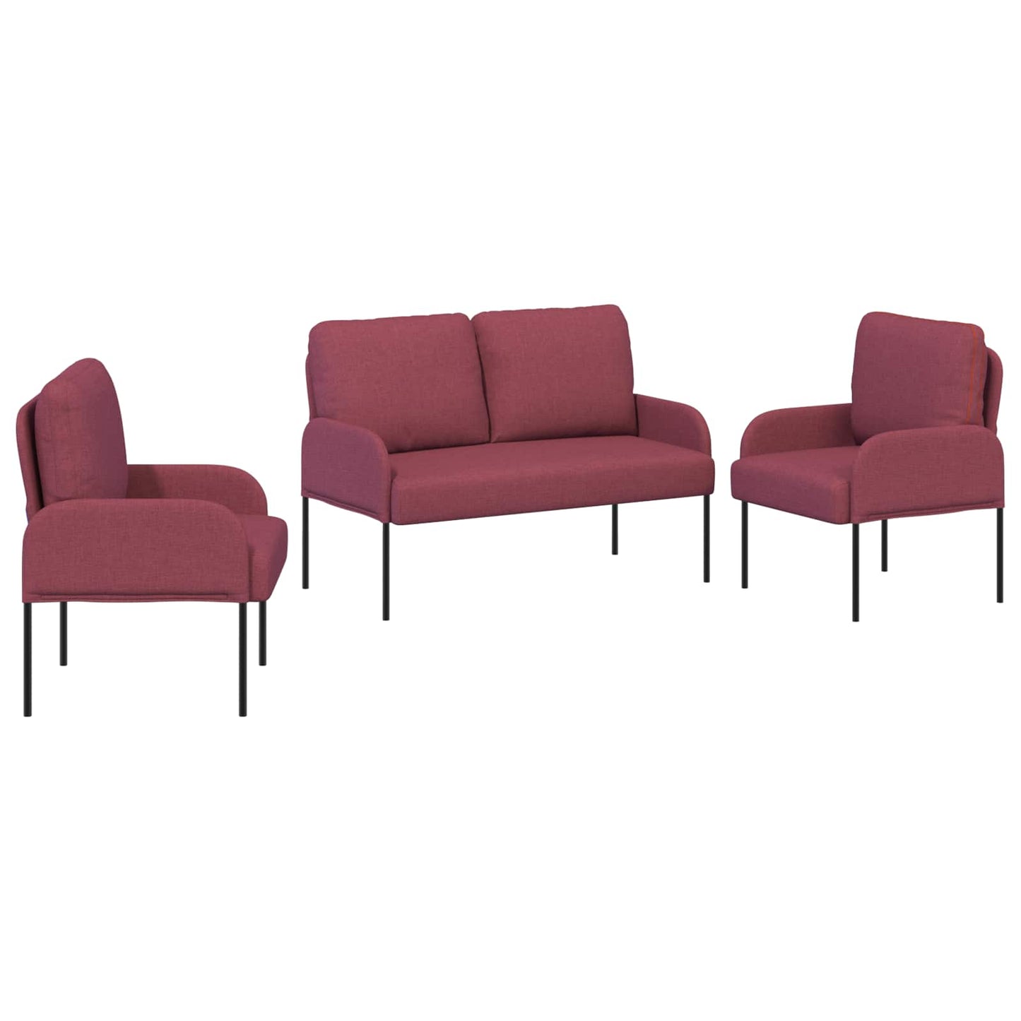 Sofagarnituren 3 pcs Weinrot 115 x 56 x 80 cm Sperrholz