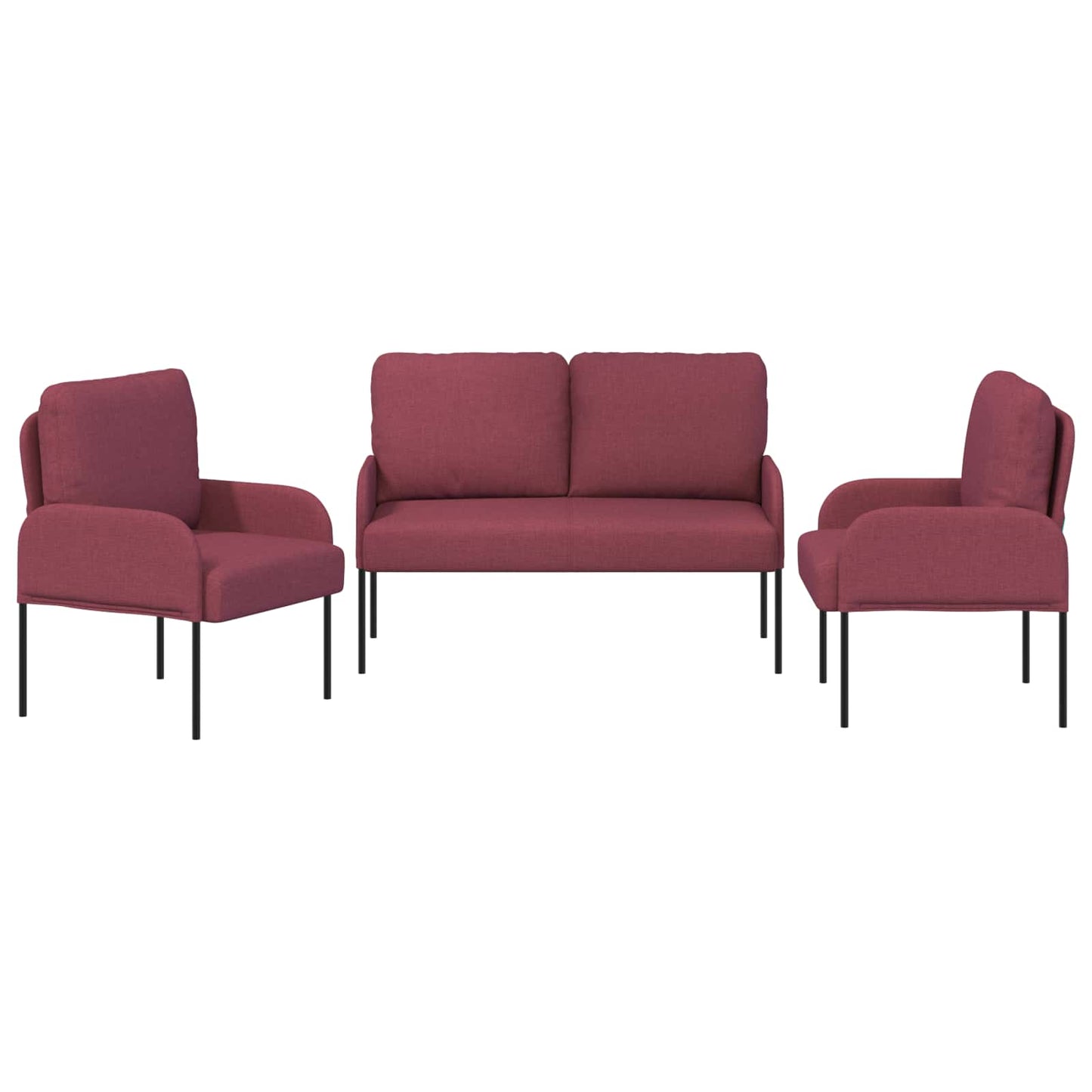 Sofagarnituren 3 pcs Weinrot 115 x 56 x 80 cm Sperrholz
