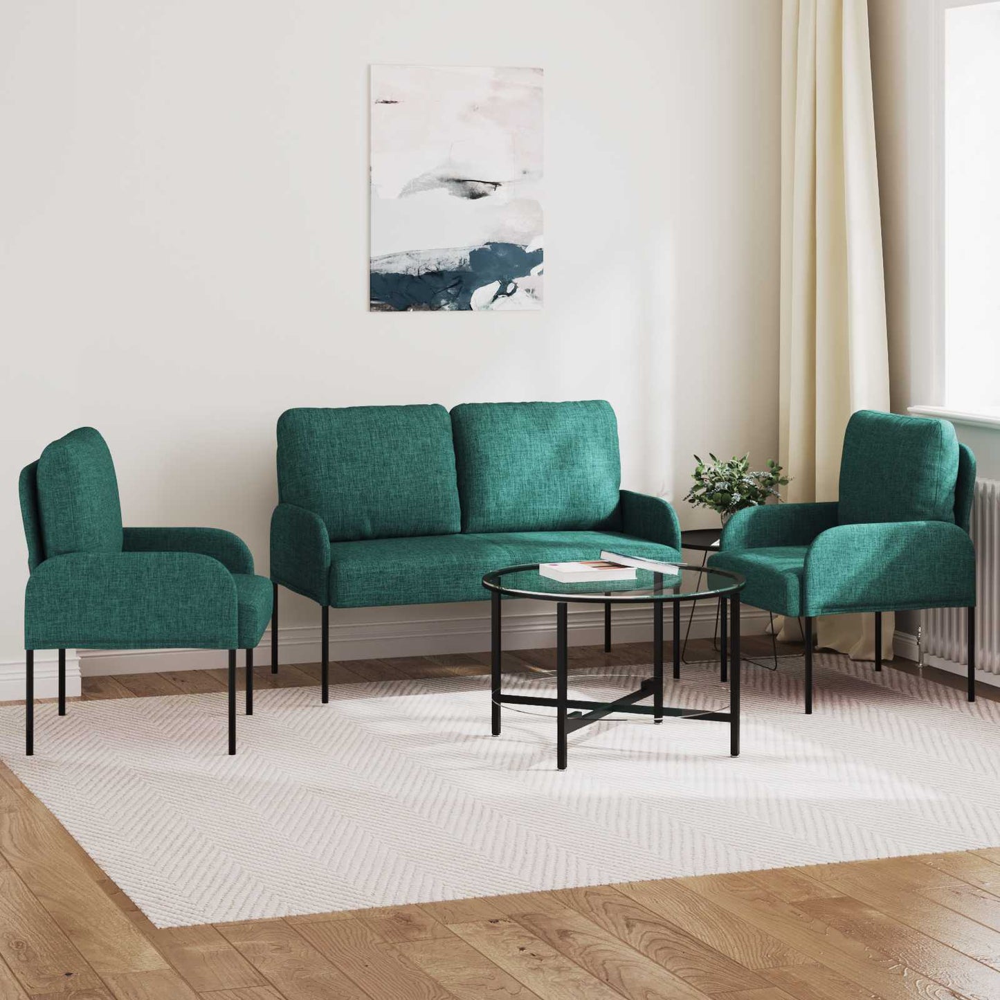 Sofagarnituren 3 pcs Dunkelgrün 115 x 56 x 80 cm Sperrholz