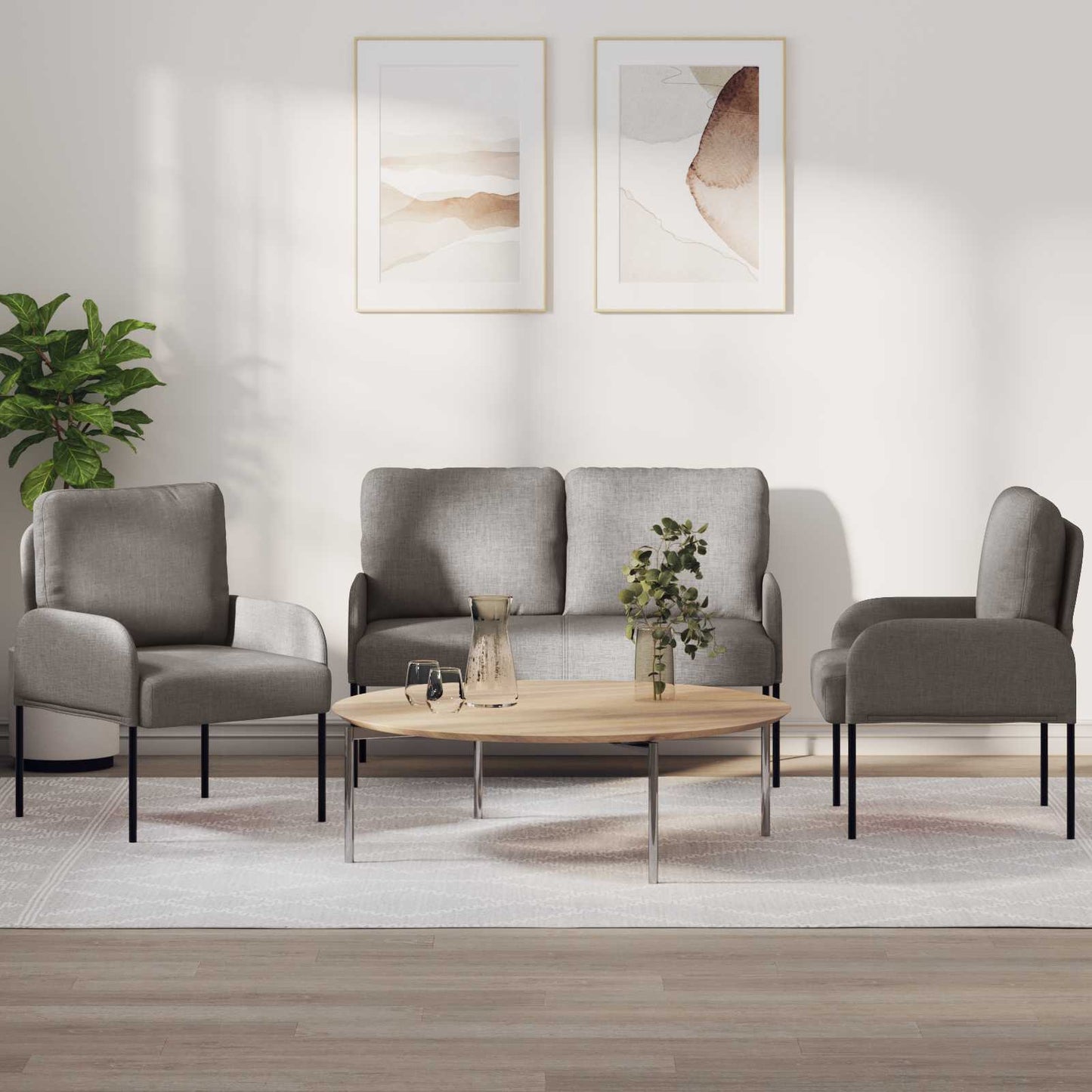 Sofagarnituren 3 pcs Taupe 115 x 56 x 80 cm Sperrholz