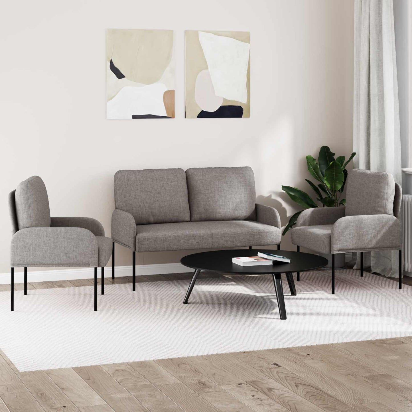 Sofagarnituren 3 pcs Taupe 115 x 56 x 80 cm Sperrholz