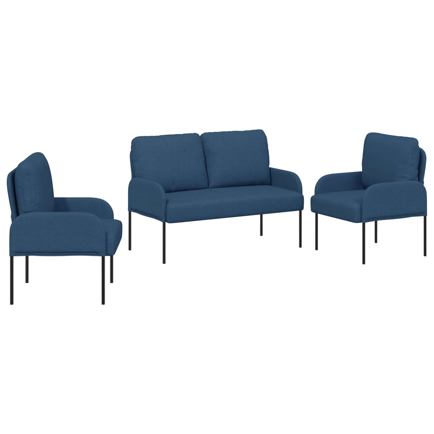 Sofagarnituren mit Kissen 3 pcs Blau 115 x 56 x 80 cm Sperrholz