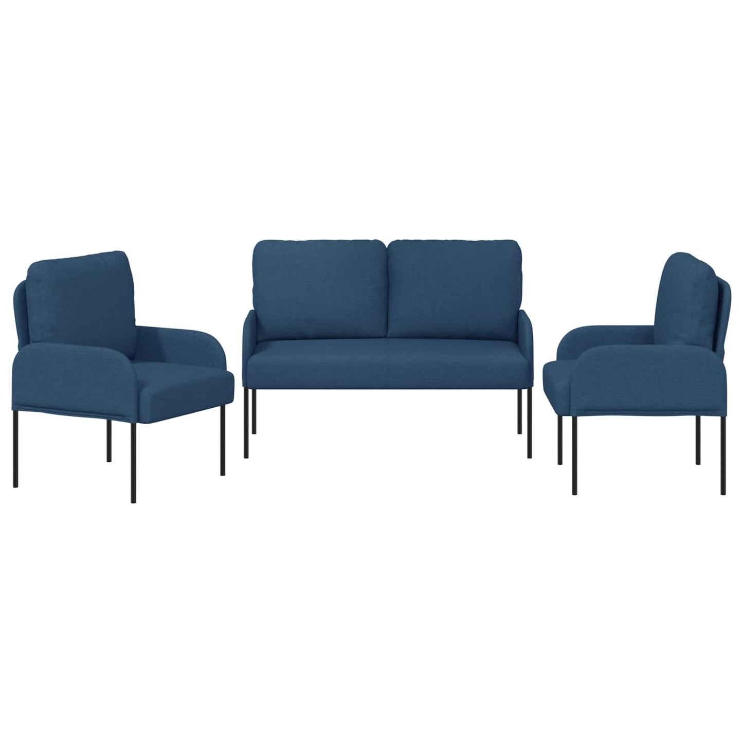 Sofagarnituren mit Kissen 3 pcs Blau 115 x 56 x 80 cm Sperrholz