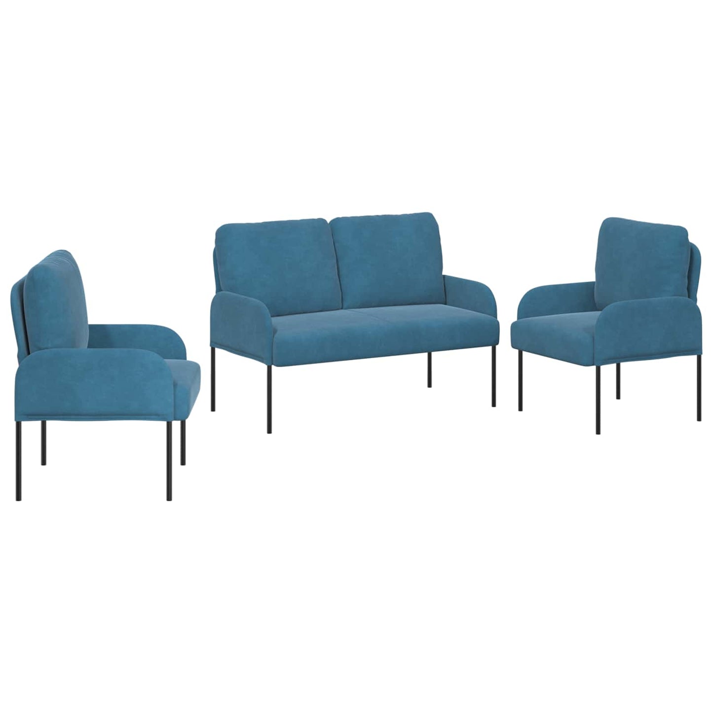 Sofagarnituren mit Kissen 3 pcs Blau 115 x 56 x 80 cm Sperrholz