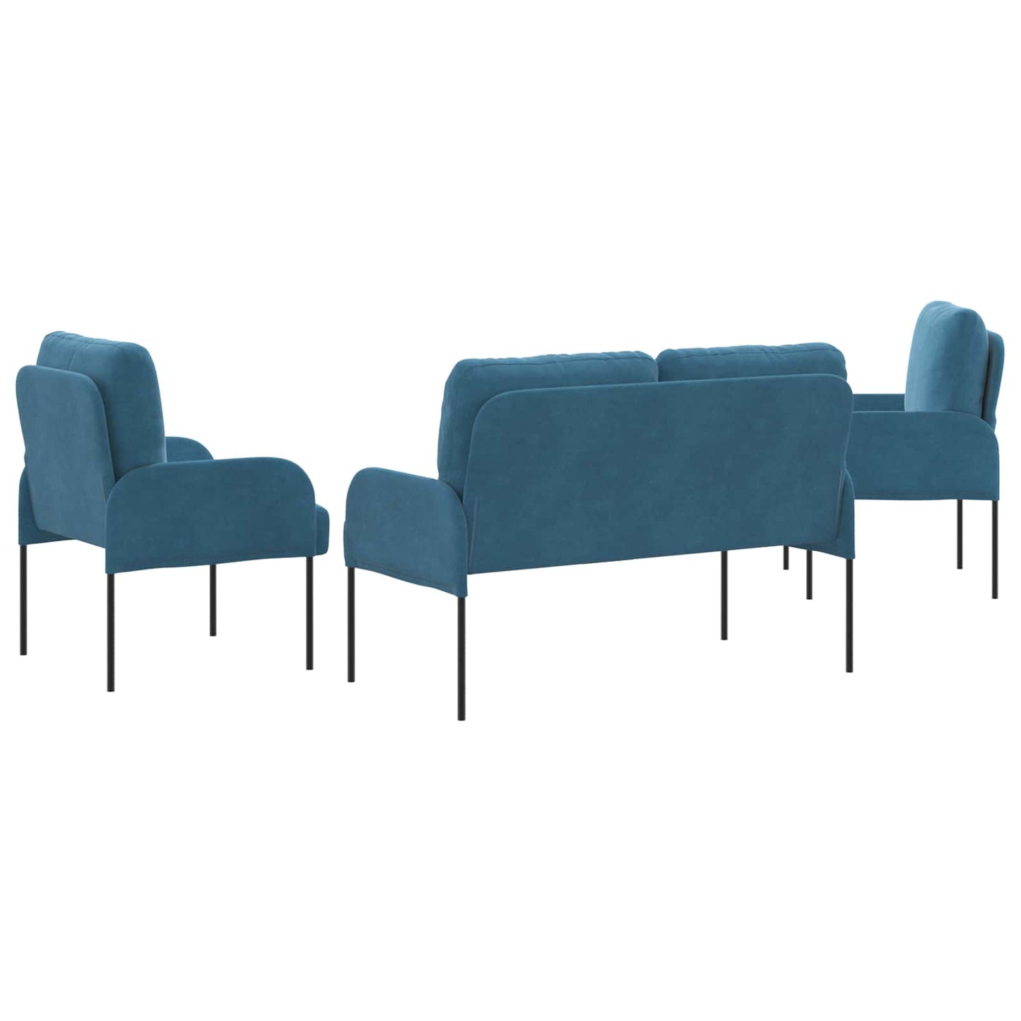 Sofagarnituren mit Kissen 3 pcs Blau 115 x 56 x 80 cm Sperrholz