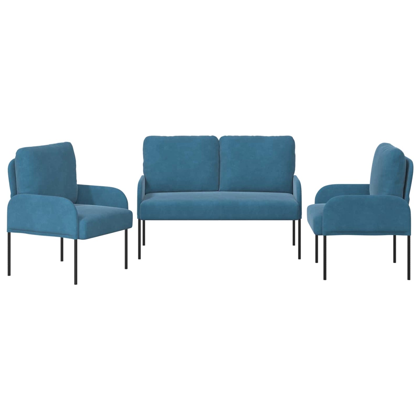 Sofagarnituren mit Kissen 3 pcs Blau 115 x 56 x 80 cm Sperrholz