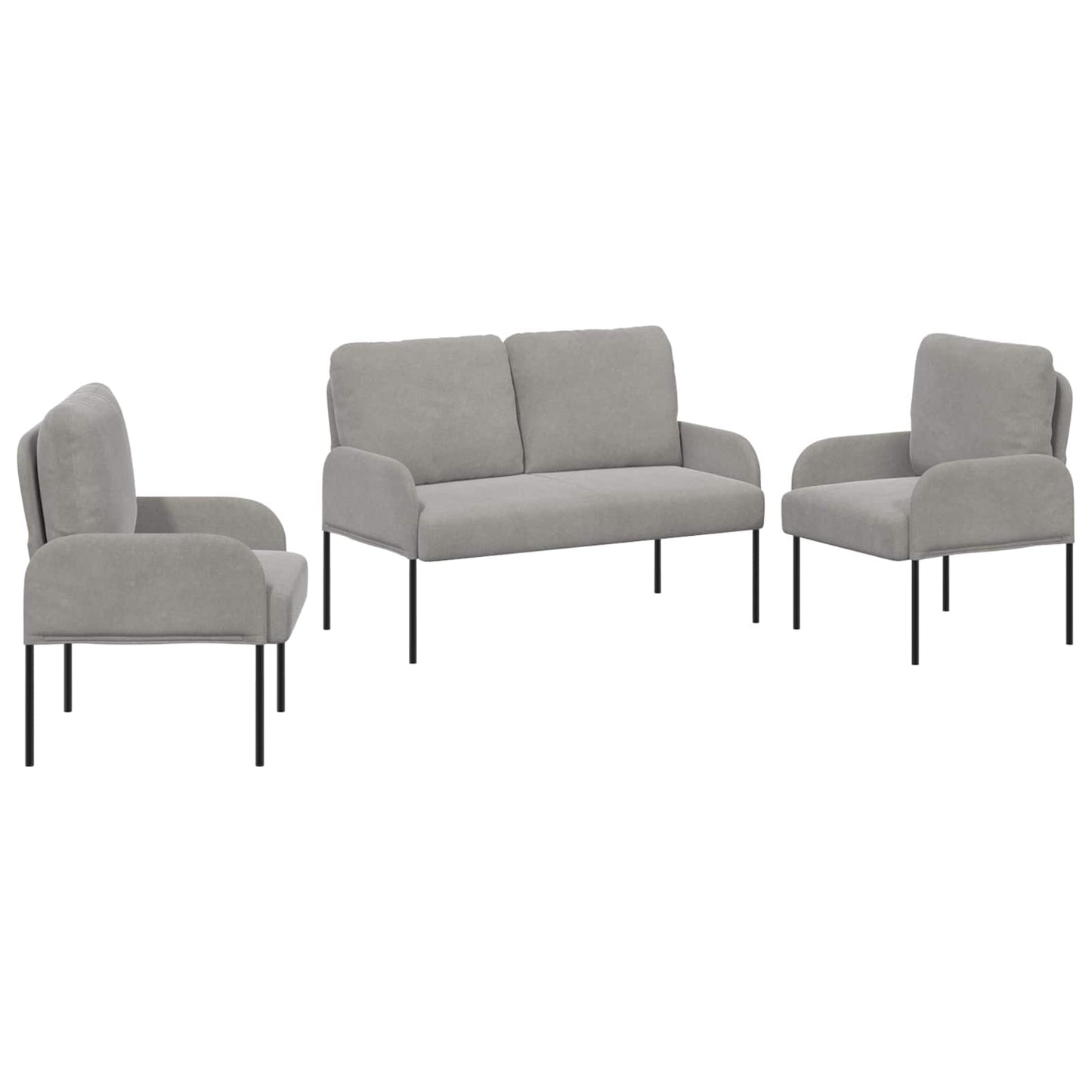 Sofagarnituren 3 pcs Hellgrau 115 x 56 x 80 cm Sperrholz