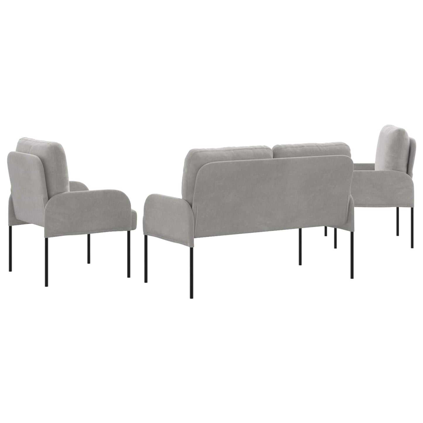 Sofagarnituren 3 pcs Hellgrau 115 x 56 x 80 cm Sperrholz