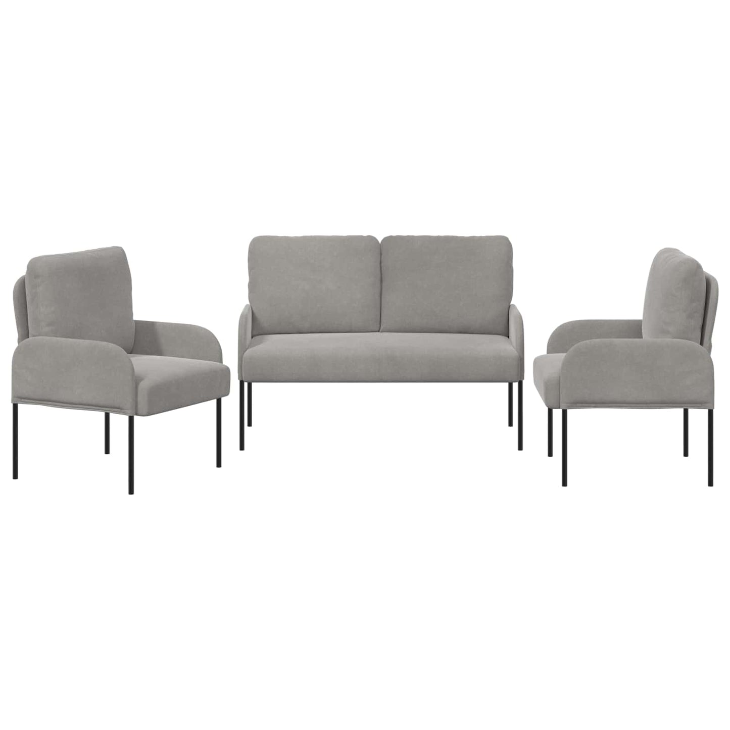 Sofagarnituren 3 pcs Hellgrau 115 x 56 x 80 cm Sperrholz