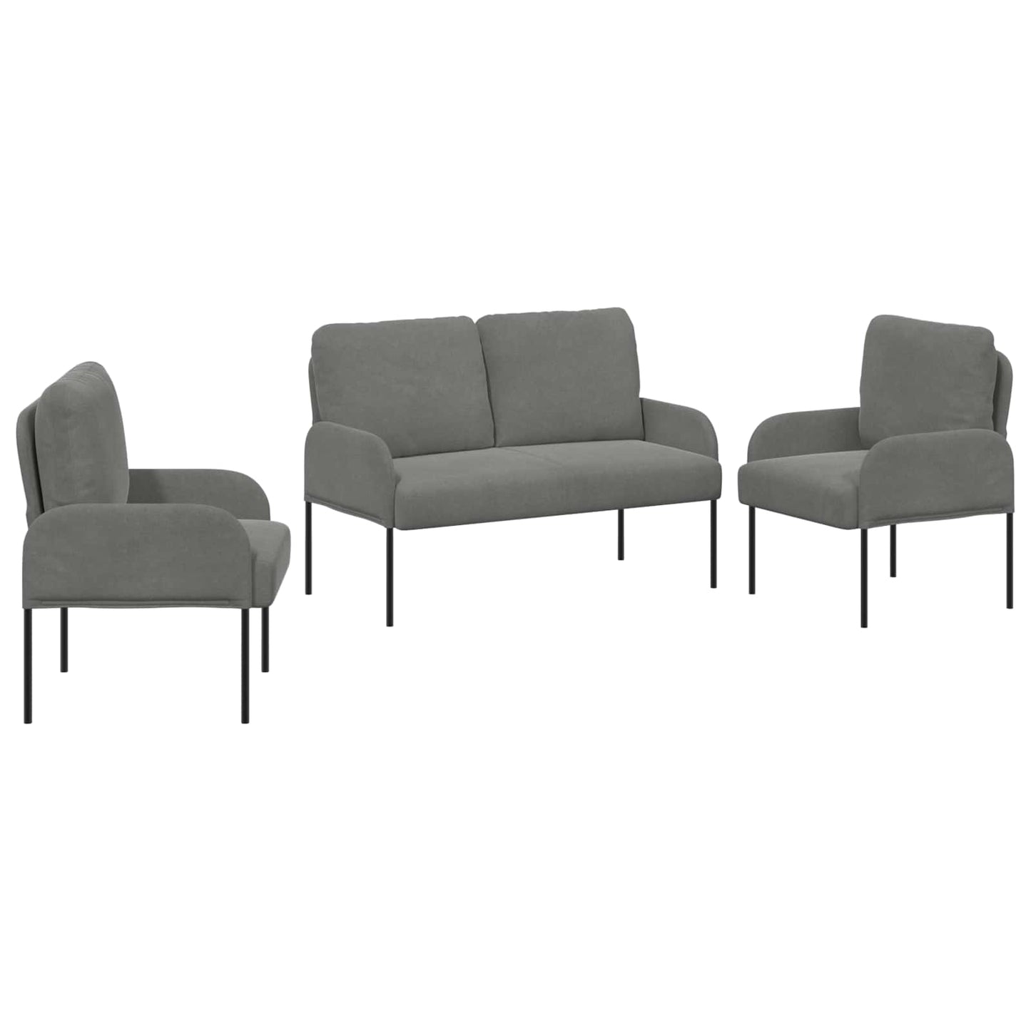 Sofagarnituren 3 pcs Dunkelgrau 115 x 56 x 80 cm Sperrholz