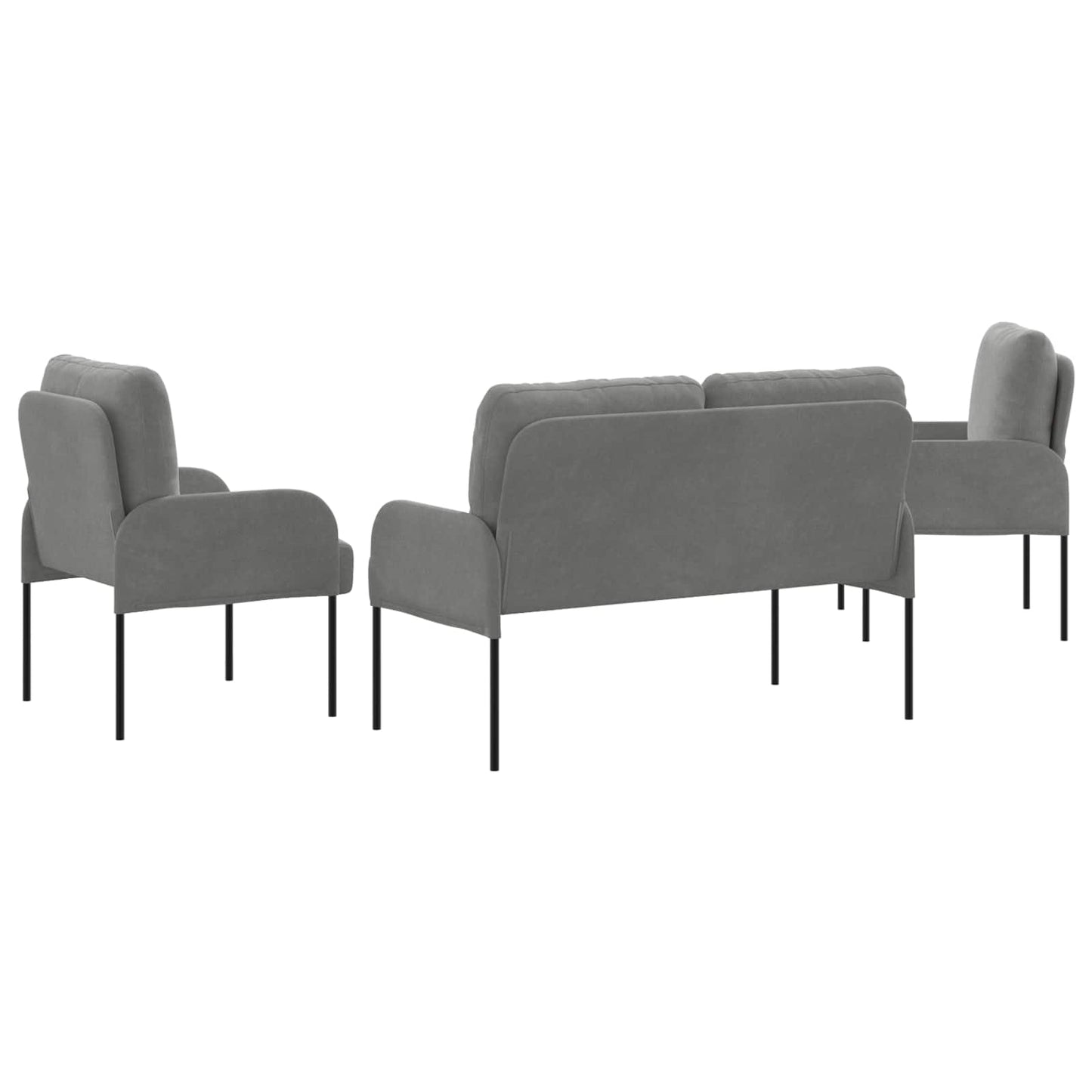 Sofagarnituren 3 pcs Dunkelgrau 115 x 56 x 80 cm Sperrholz
