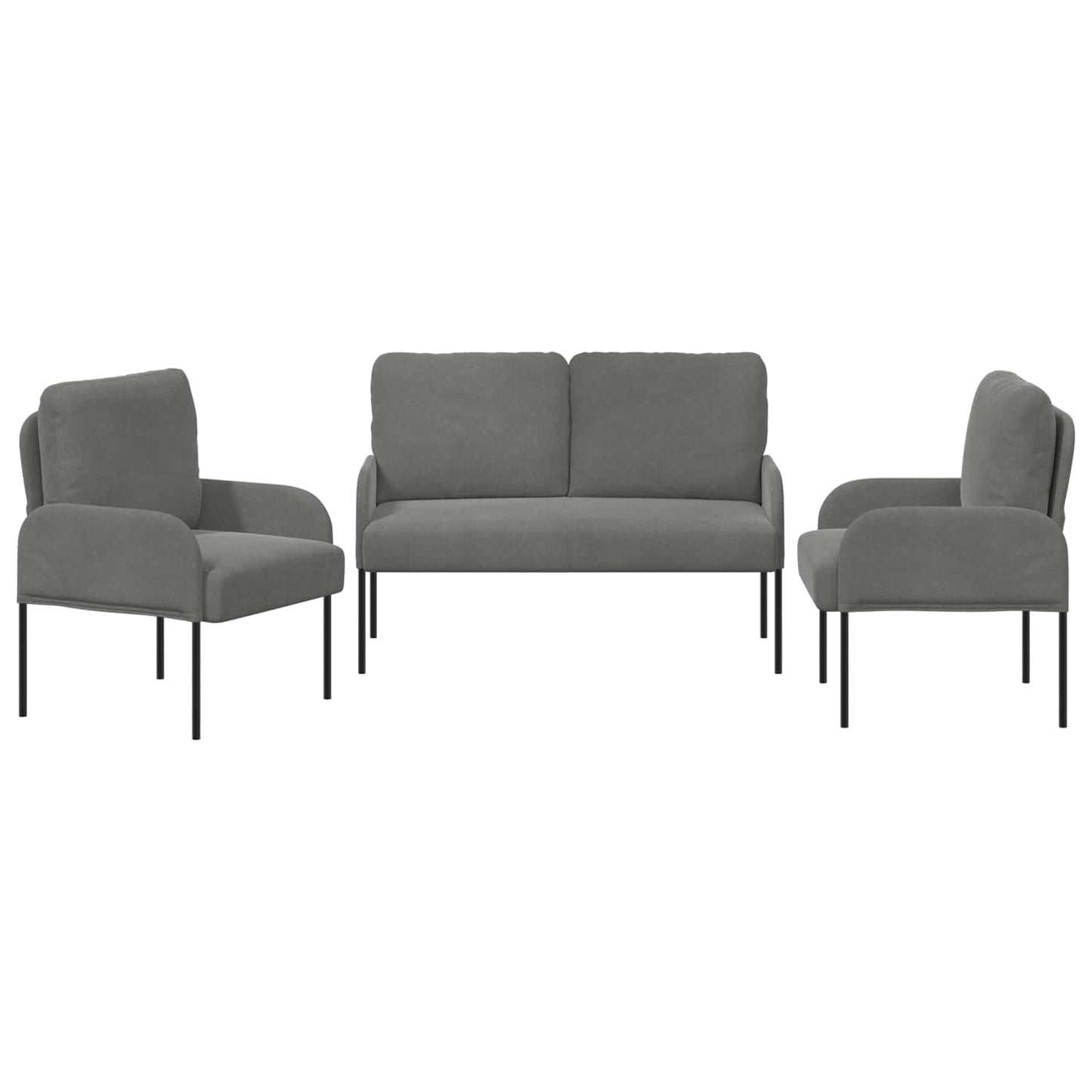 Sofagarnituren 3 pcs Dunkelgrau 115 x 56 x 80 cm Sperrholz