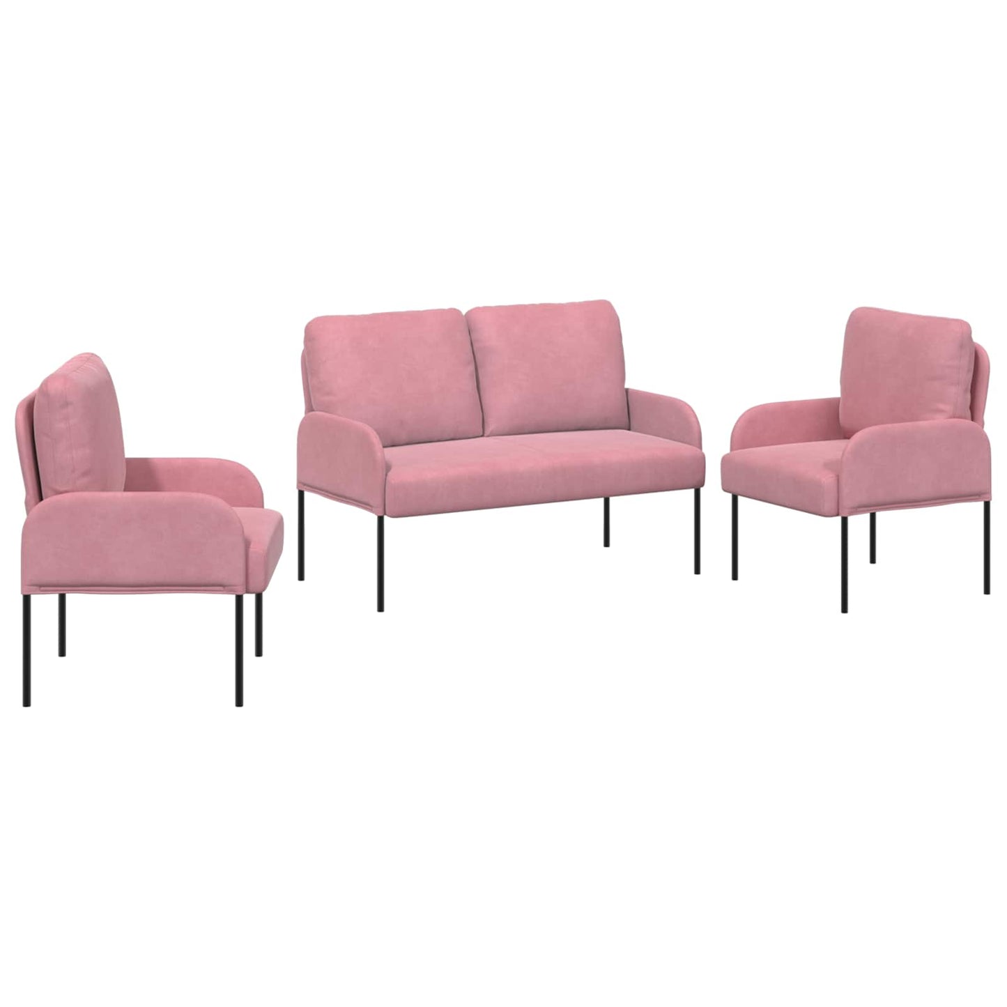 Sofagarnituren mit Kissen 3 pcs Rosa 115 x 56 x 80 cm Sperrholz