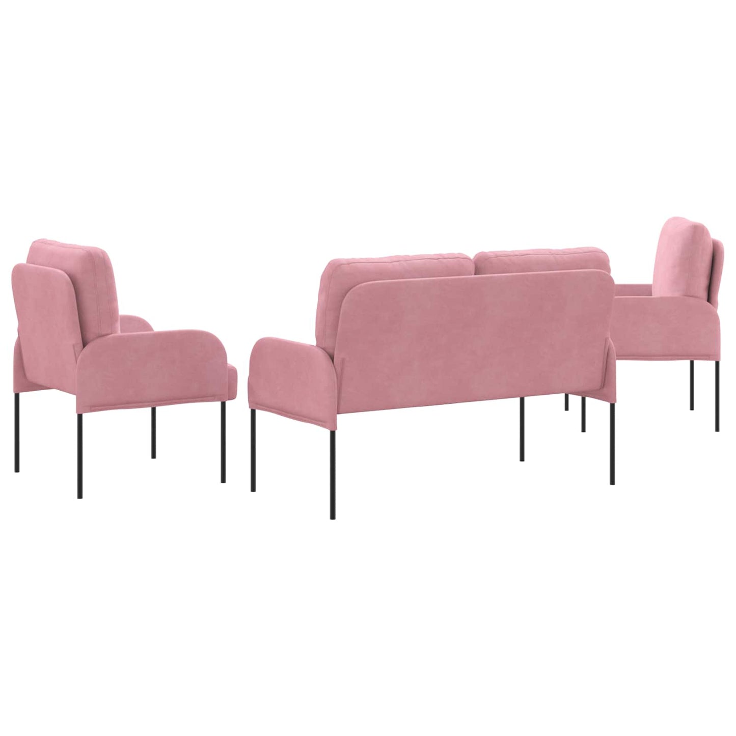 Sofagarnituren mit Kissen 3 pcs Rosa 115 x 56 x 80 cm Sperrholz