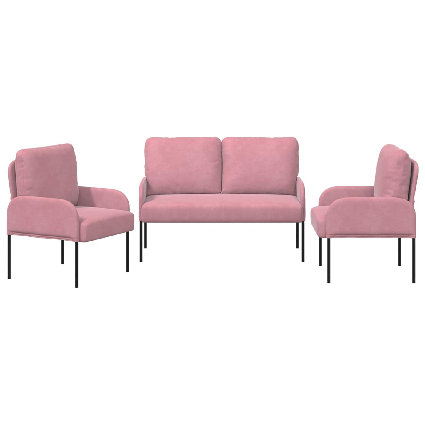Sofagarnituren mit Kissen 3 pcs Rosa 115 x 56 x 80 cm Sperrholz